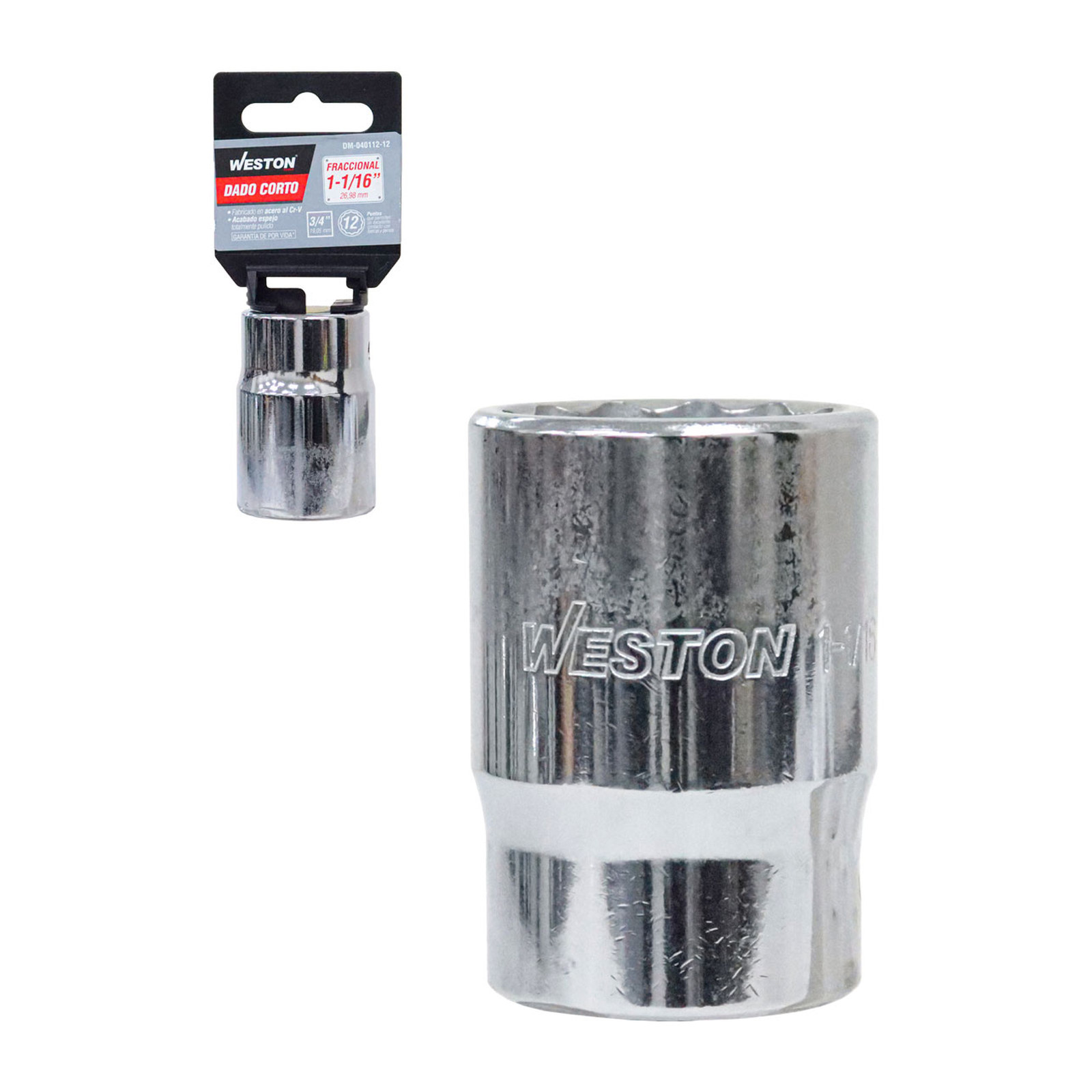 Dado Corto Cuadro 3/4" 12 Puntas 1-1/16" Weston