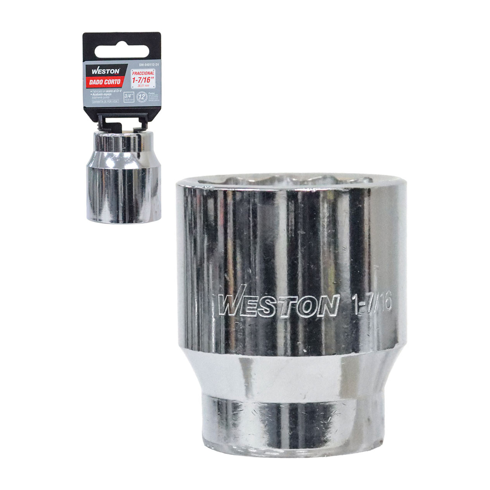 Dado Corto Cuadro 3/4" 12 Puntas 1-7/16" Weston