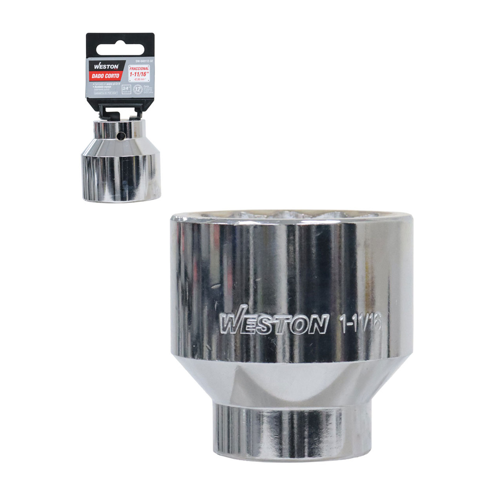 Dado Corto Cuadro 3/4" 12 Puntas 1-11/16" Weston