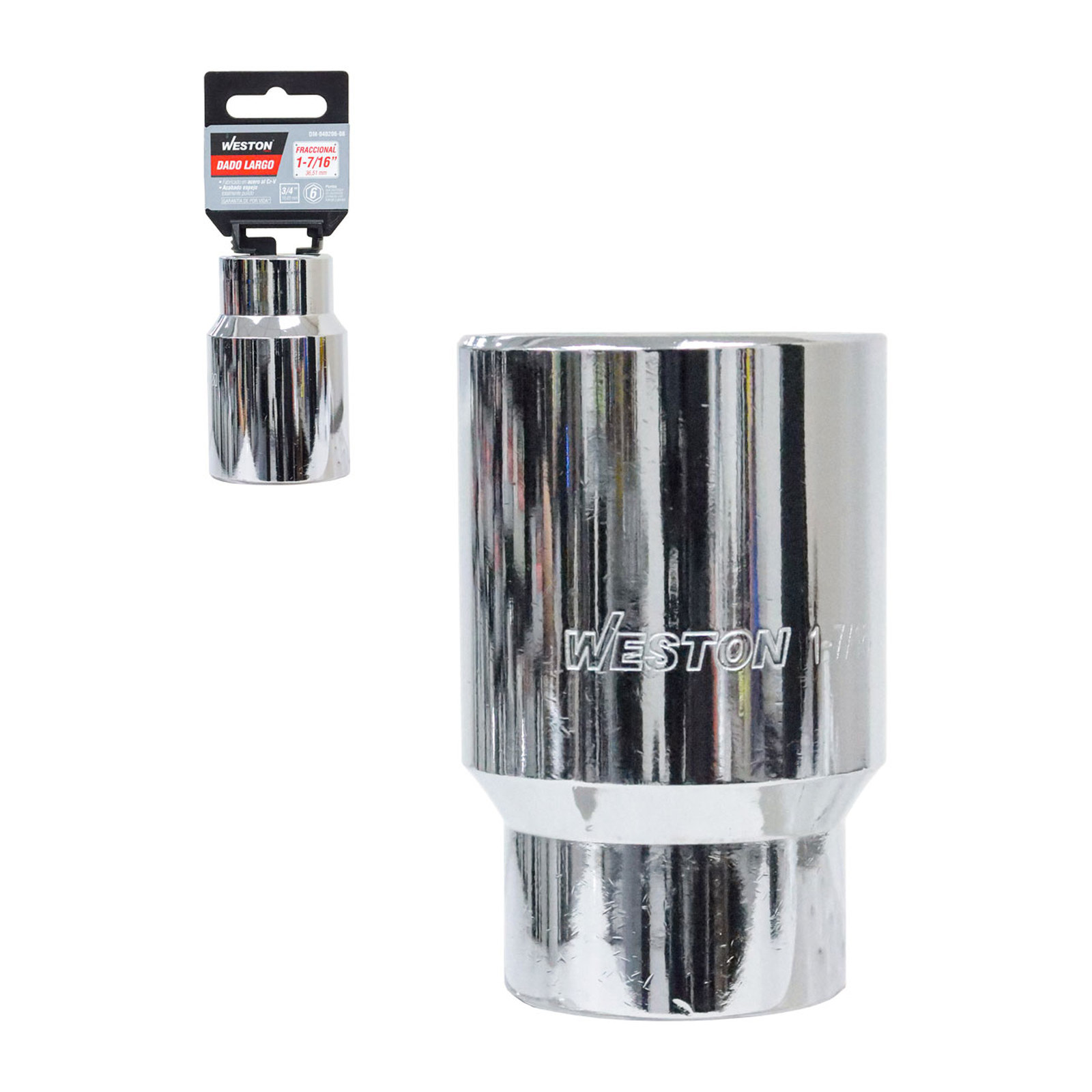 Dado Largo Cuadro 3/4" 6 Puntas 1-7/16" Weston