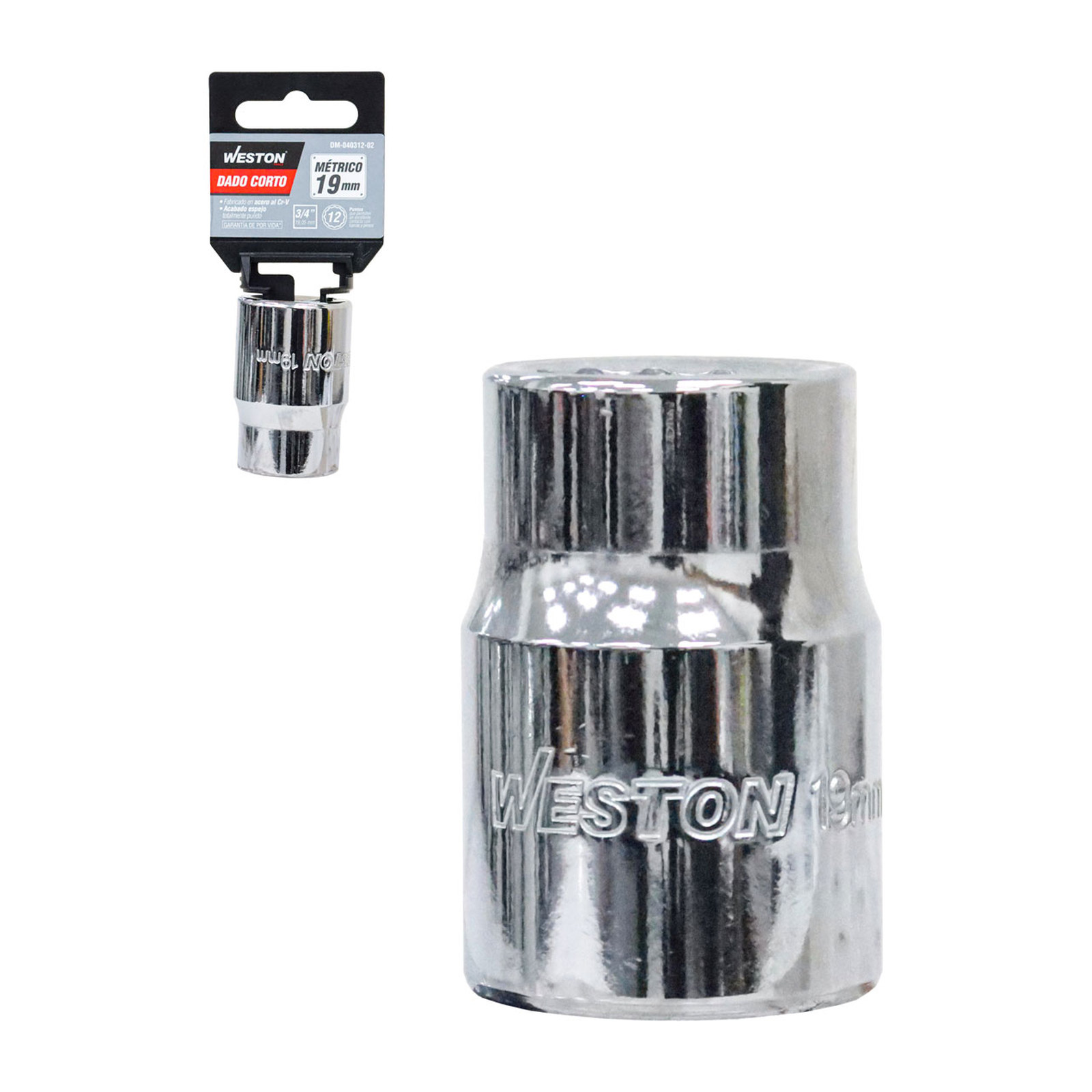 Dado Corto Cuadro 3/4" 12 Puntas 19 mm Weston