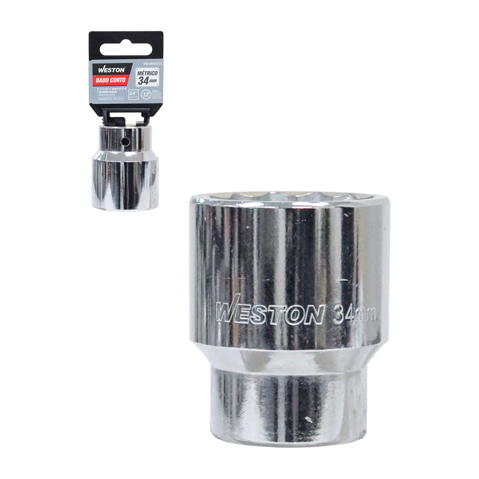 Dado Corto Cuadro 3/4" 12 Puntas 34 mm Weston
