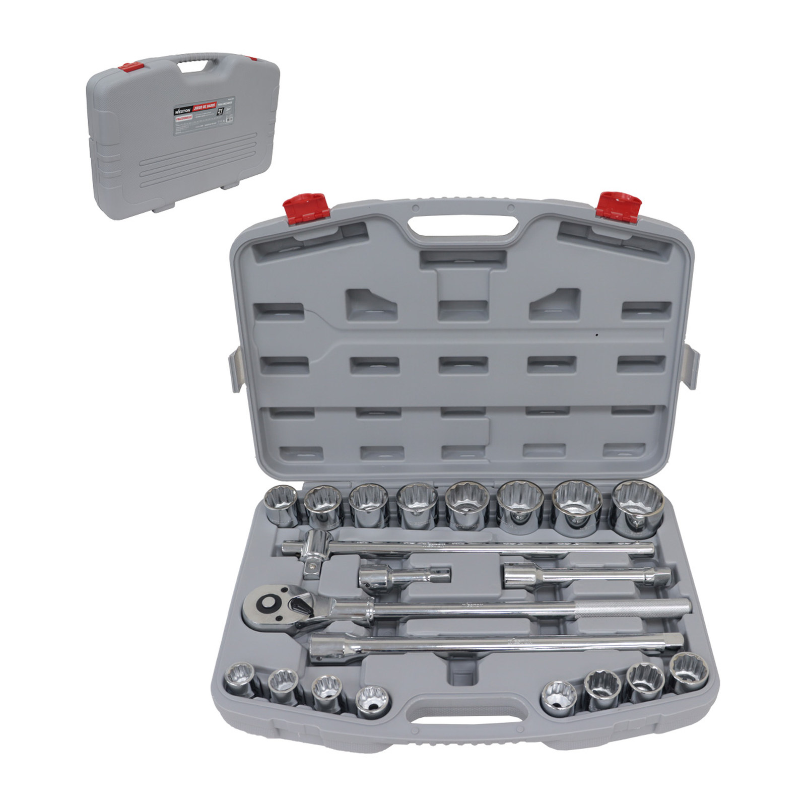 Juego de 21 Dados Cuadro 3/4" Fraccional para Mecánico WESTON