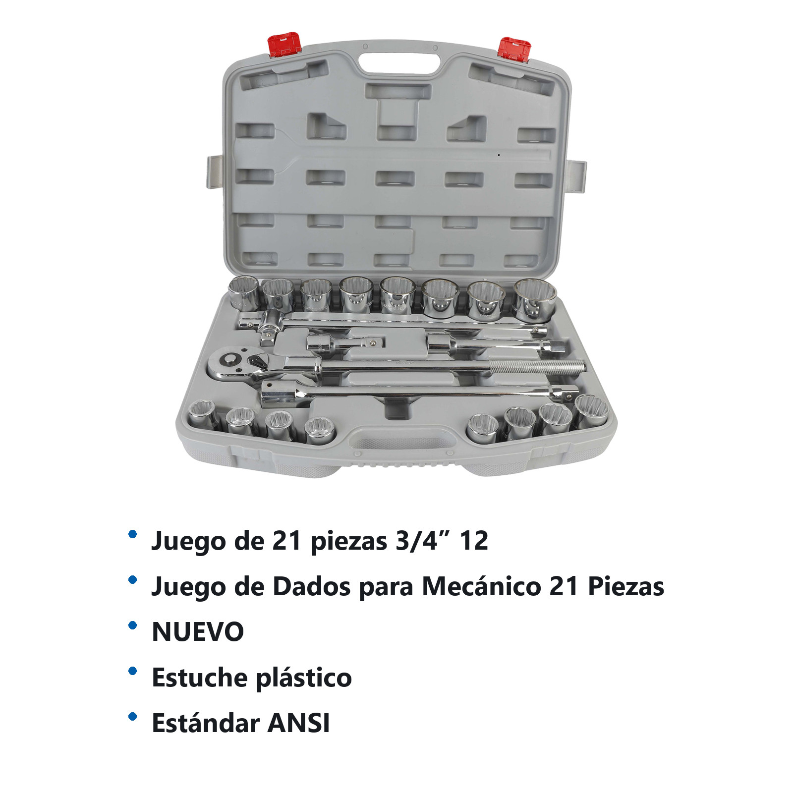 JGO. D/21 DADOS CUADRO 3/4" METRIC. P/MECANICO - Imagen 2