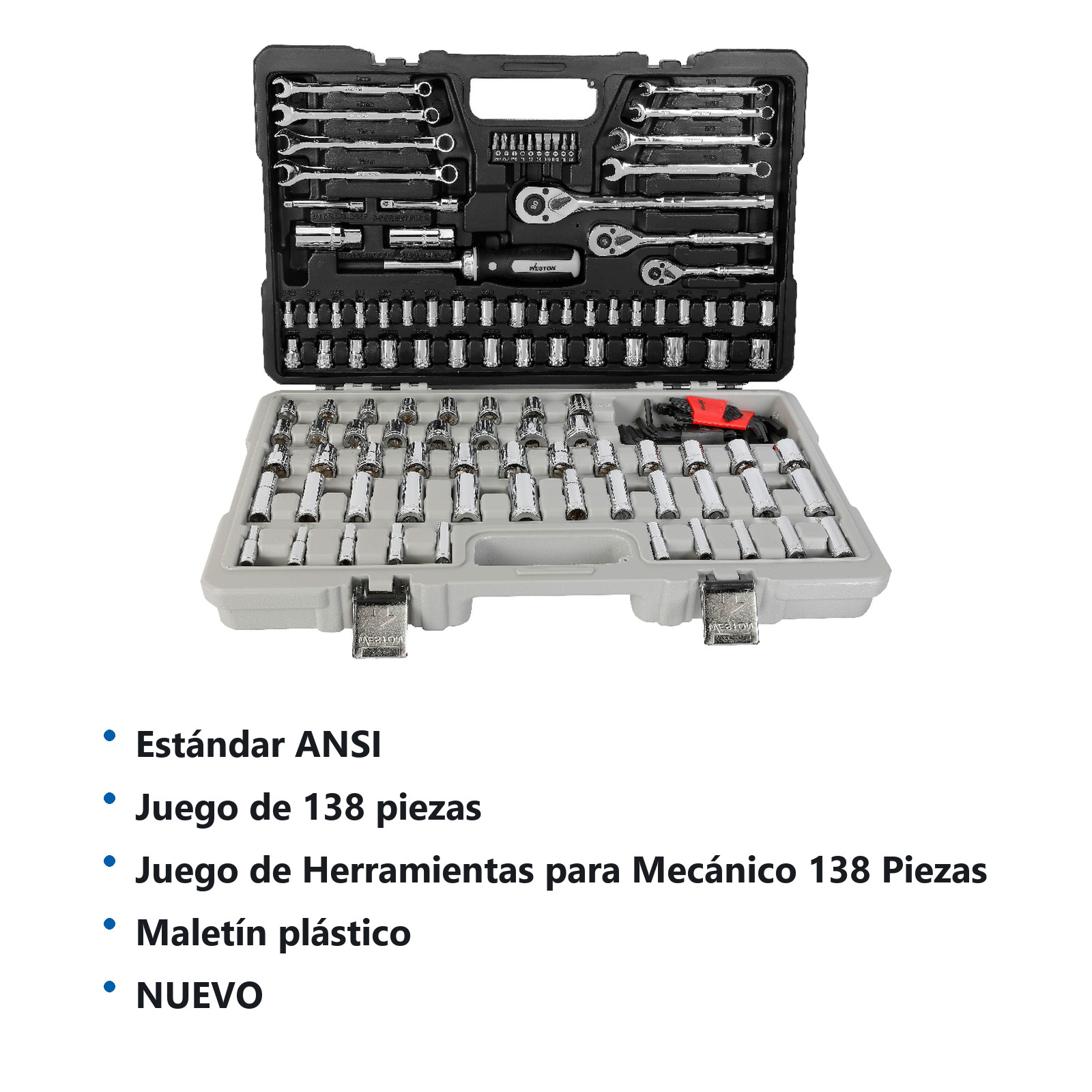 JGO. D/138 HERRAMIENTAS CUADRO 1/4", 3/8" Y 1/2" FRACC. Y METRIC. P/MECANICO - Imagen 2
