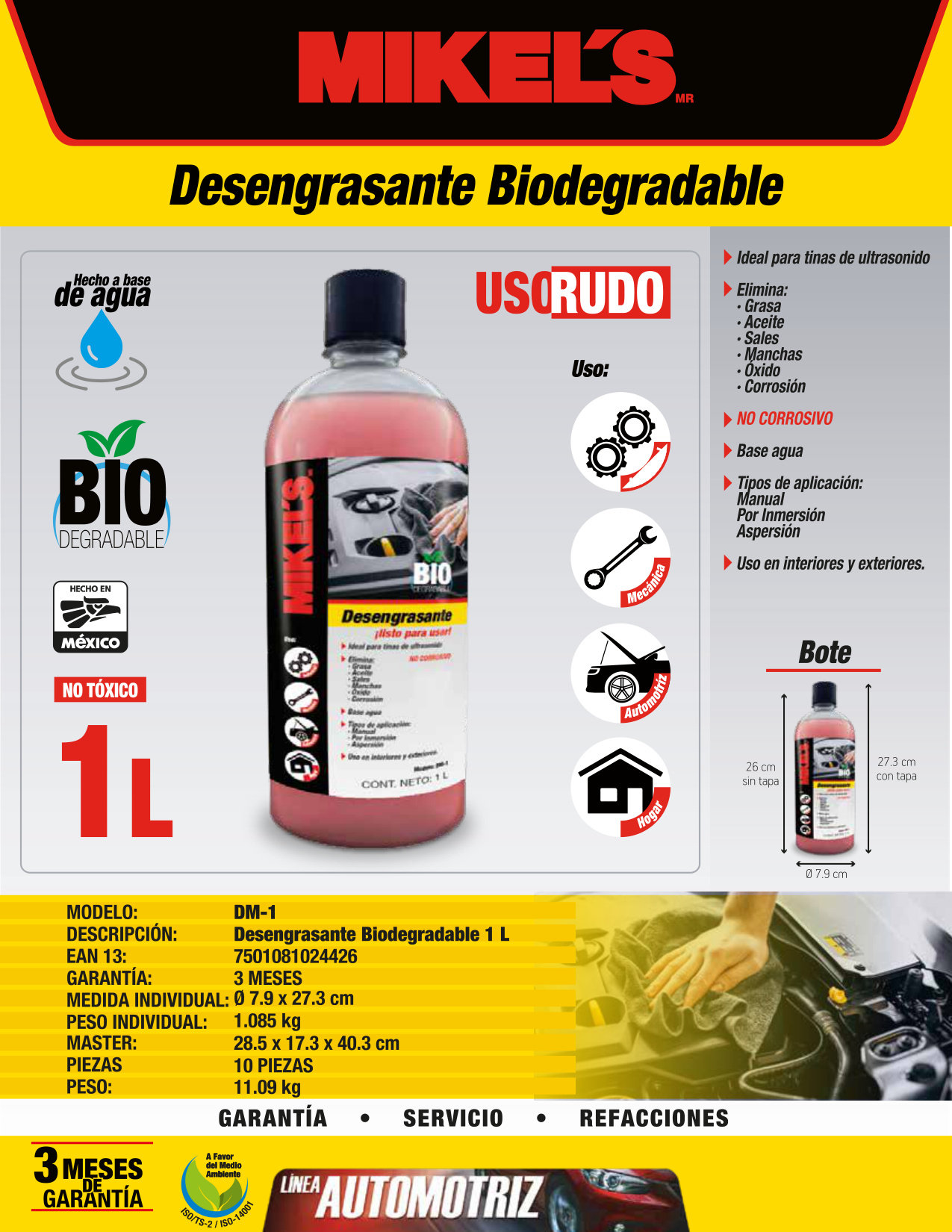 MIKELS DM-1 Desengrasante biodegradable 1 lt - Imagen 4