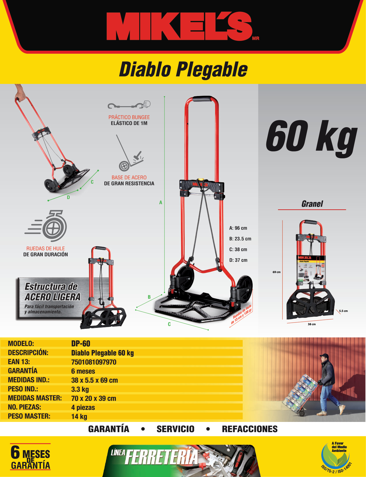 MIKELS DP-60 Diablo plegable (60 kgs) - Imagen 4