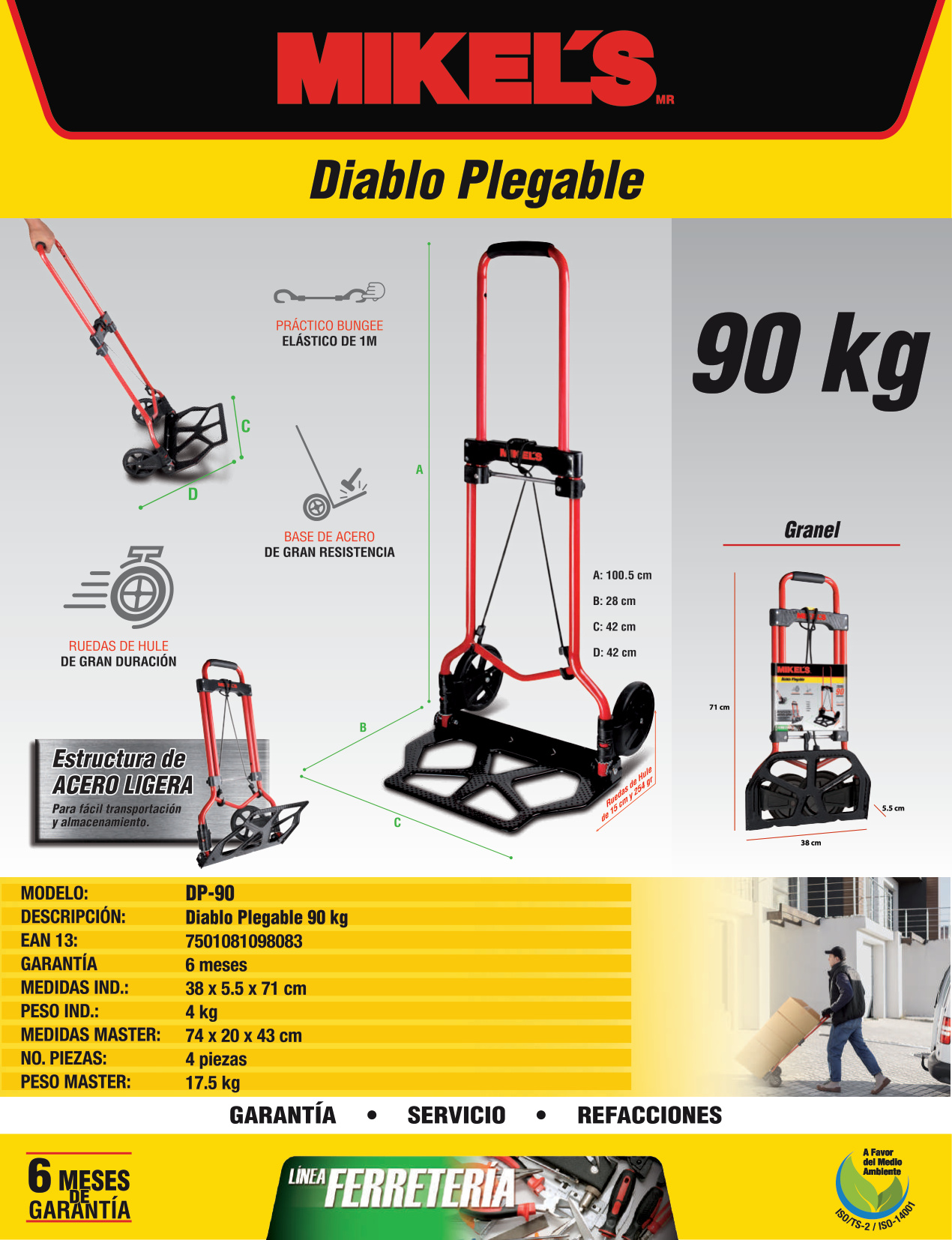 MIKELS DP-90 Diablo plegable (90 kgs) - Imagen 4