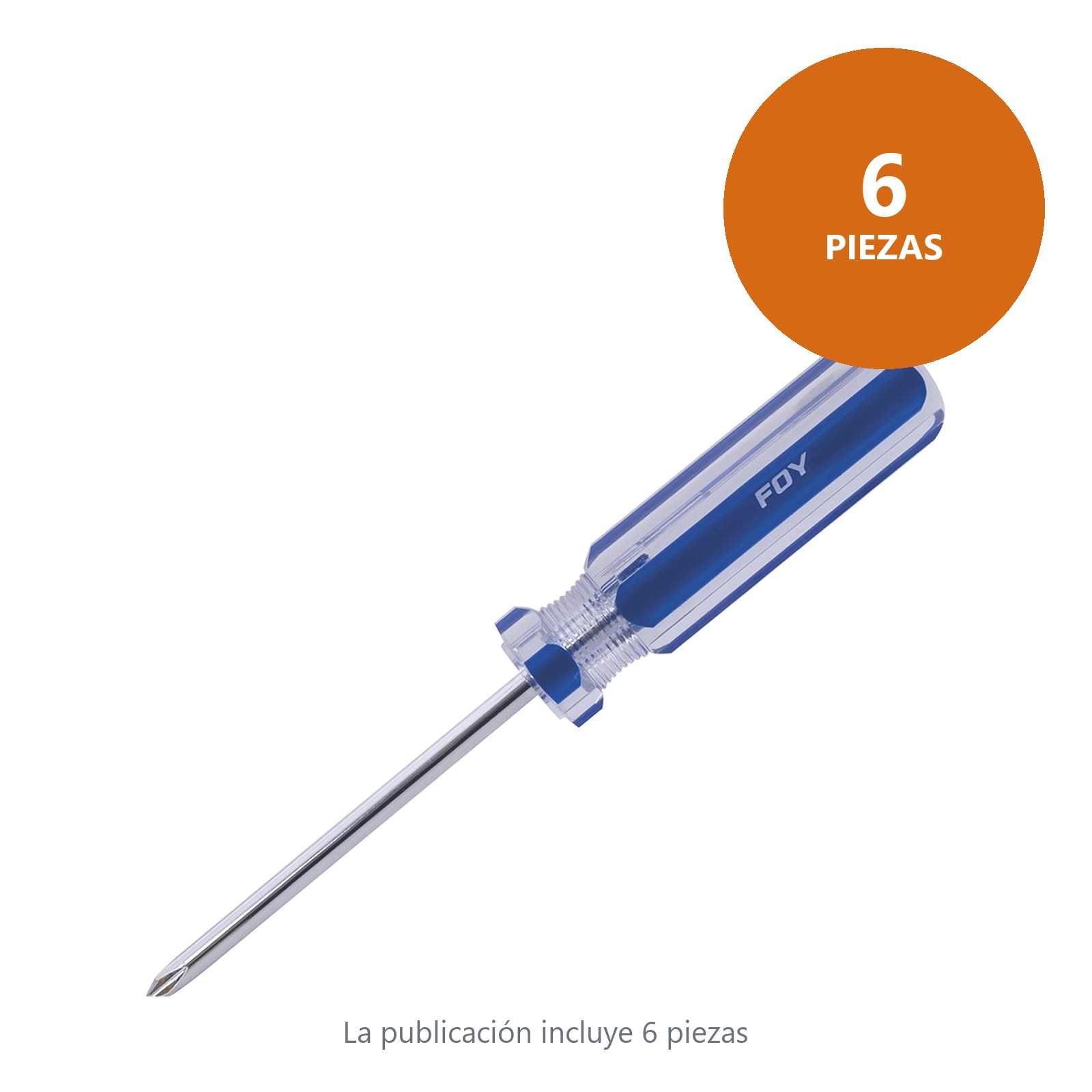 Destornillador con mango de PVC, punta Phillips barra redonda #1 x 6" Foy - Imagen 2