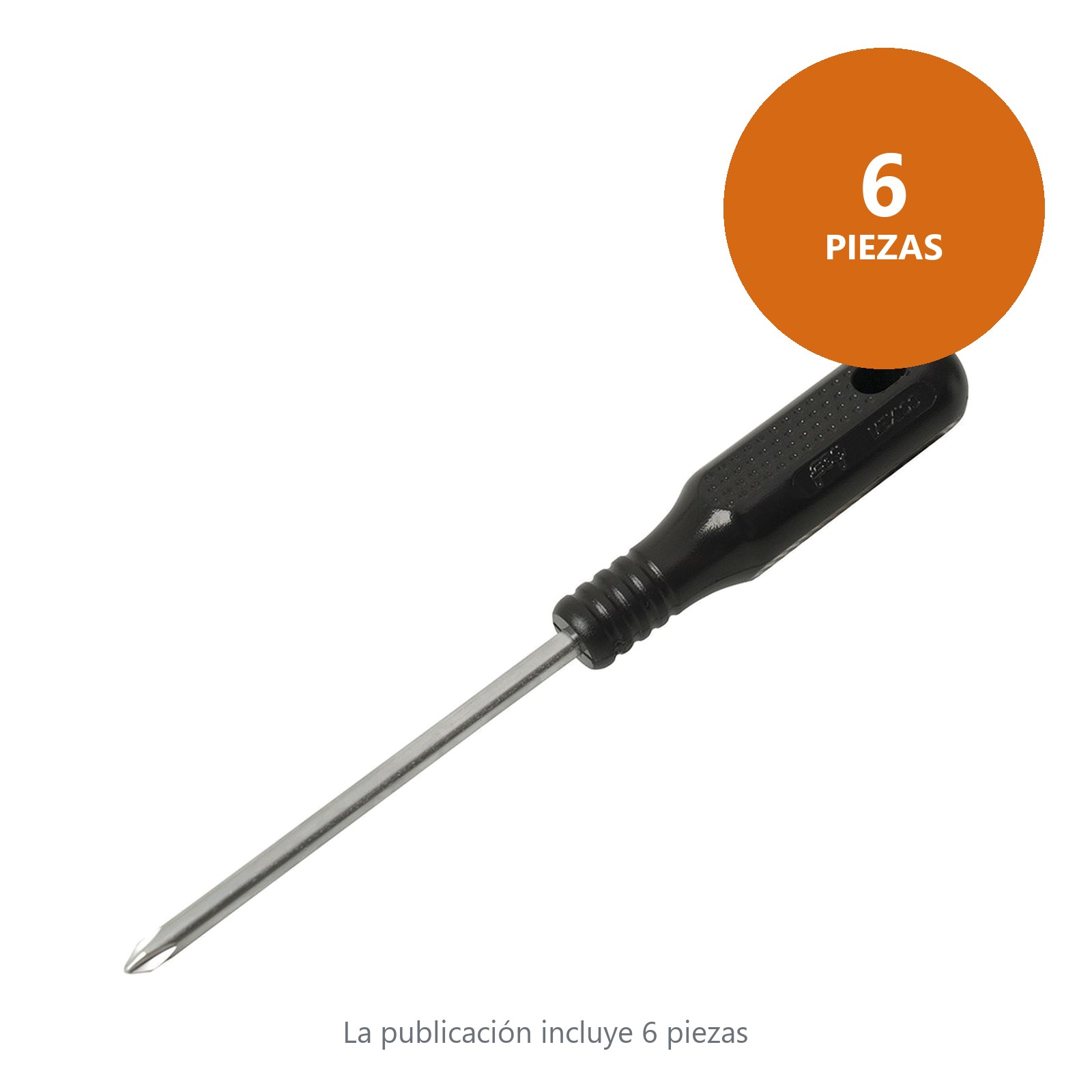 Destornillador con mango negro, punta Phillips barra redonda #3 x 6" Foy - Imagen 2