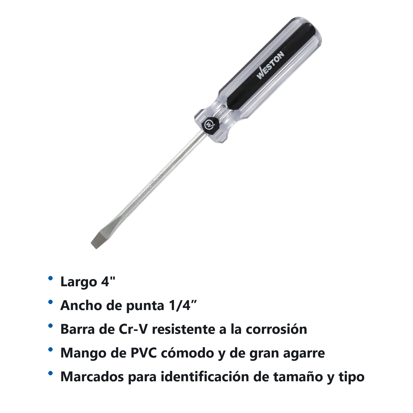 DESARMADOR PLANO 1/4 X 4" MANGO PVC ASME-B107.600 (CAJA C/6 PZAS - PRECIO X PIEZA) - Imagen 3