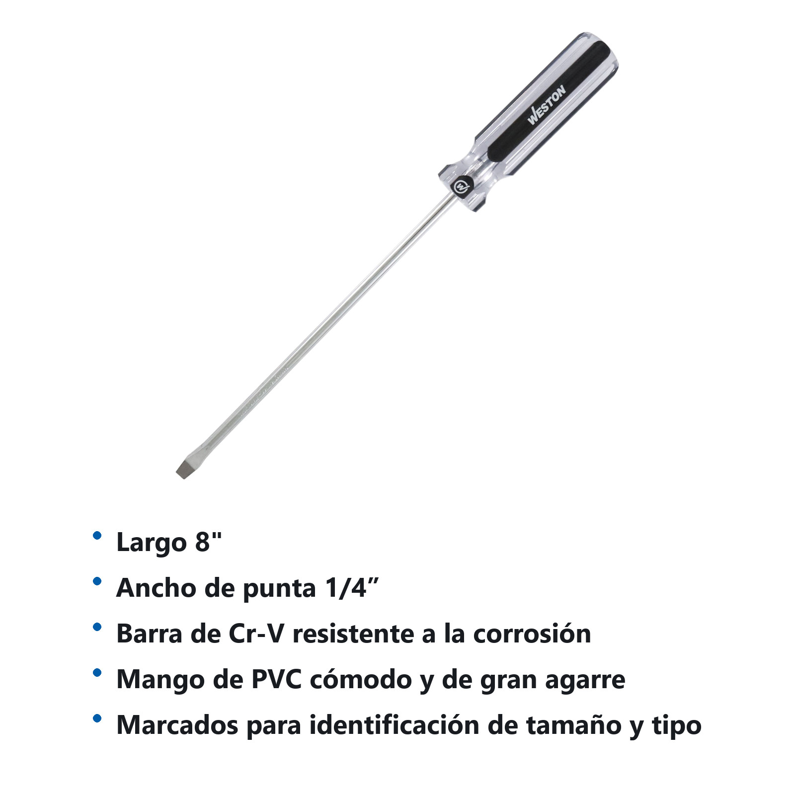 DESARMADOR PLANO 1/4 X 8" MANGO PVC ASME-B107.600 (CAJA C/6 PZAS - PRECIO X PIEZA) - Imagen 3