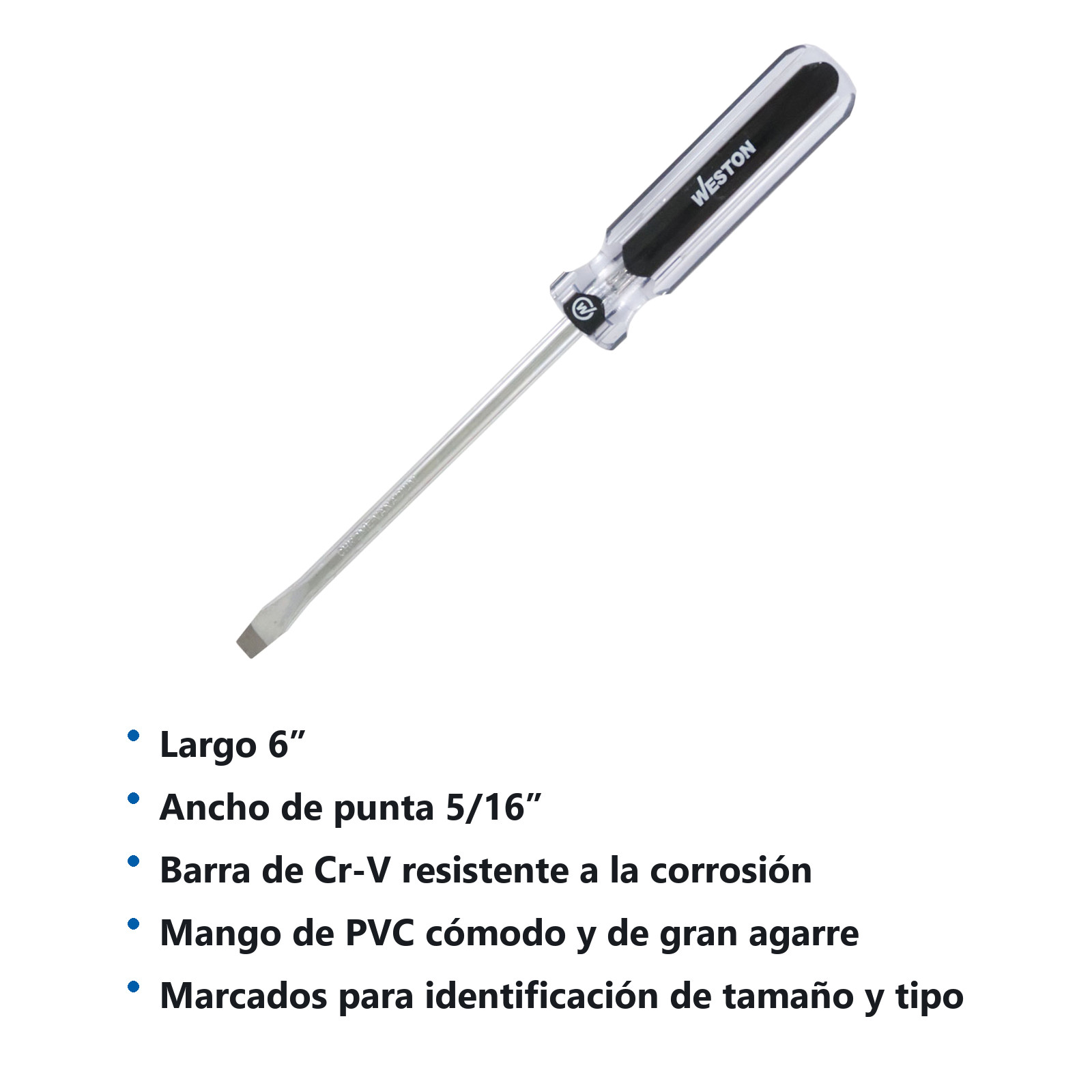 DESARMADOR PLANO 5/16 X 6" MANGO PVC ASME-B107.600 (CAJA C/6 PZAS - PRECIO X PIEZA) - Imagen 3