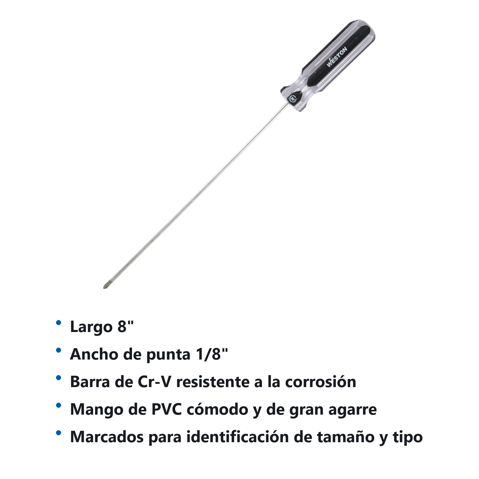 DESARMADOR PHILLIPS 1/8 X 8" MANGO PVC ASME-B107.600 (CAJA C/6 PZAS - PRECIO X PIEZA) - Imagen 3