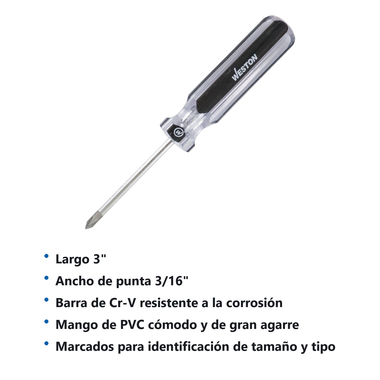 DESARMADOR PHILLIPS 3/16 X 3" MANGO PVC ASME-B107.600 (CAJA C/6 PZAS - PRECIO X PIEZA) - Imagen 3