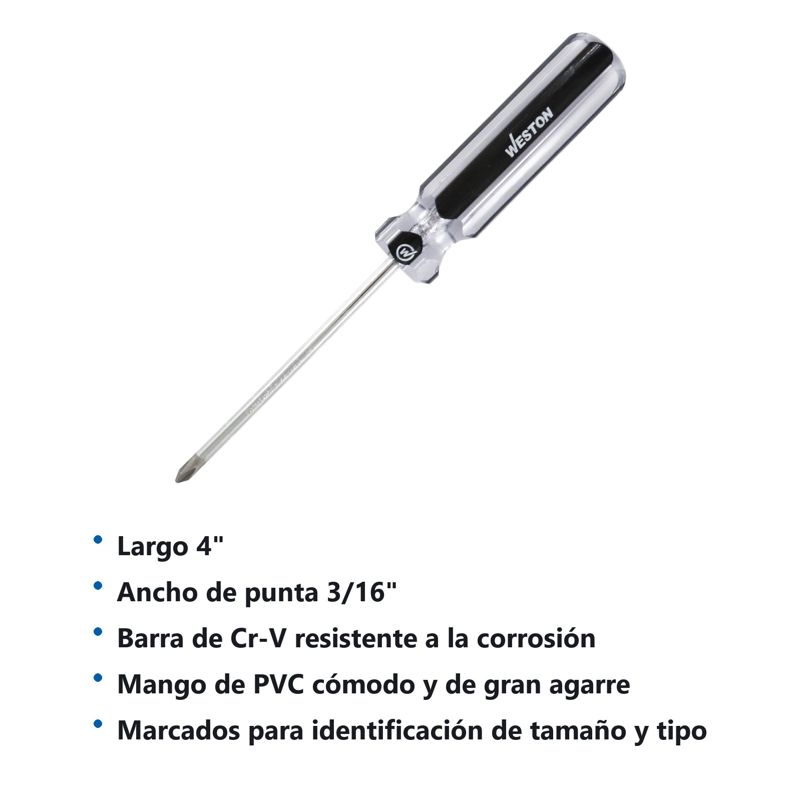 DESARMADOR PHILLIPS 3/16 X 4" MANGO PVC ASME-B107.600 (CAJA C/6 PZAS - PRECIO X PIEZA) - Imagen 3