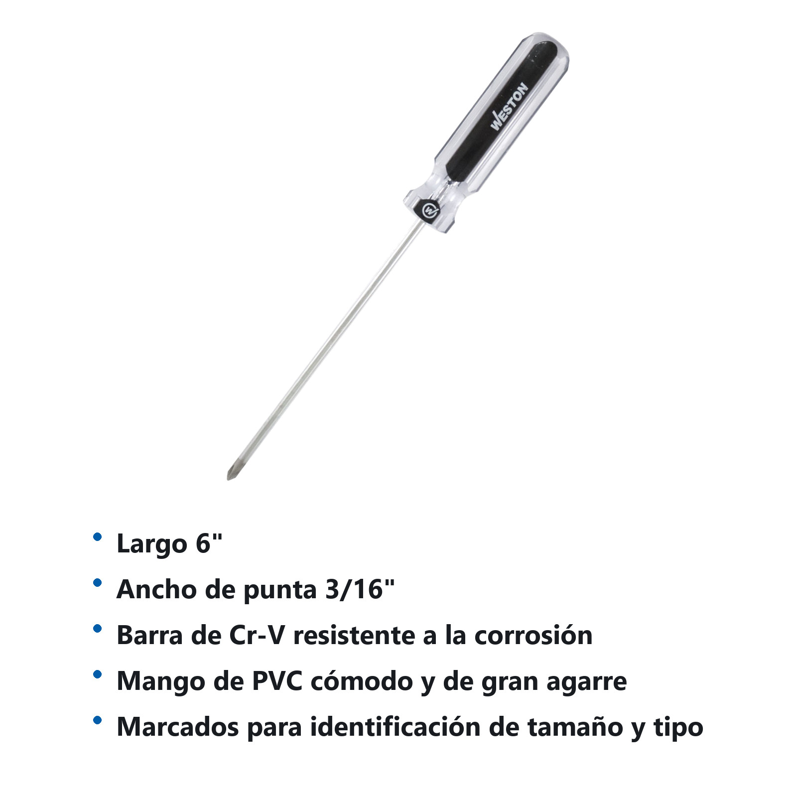 DESARMADOR PHILLIPS 3/16 X 6" MANGO PVC ASME-B107.600 (CAJA C/6 PZAS - PRECIO X PIEZA) - Imagen 3