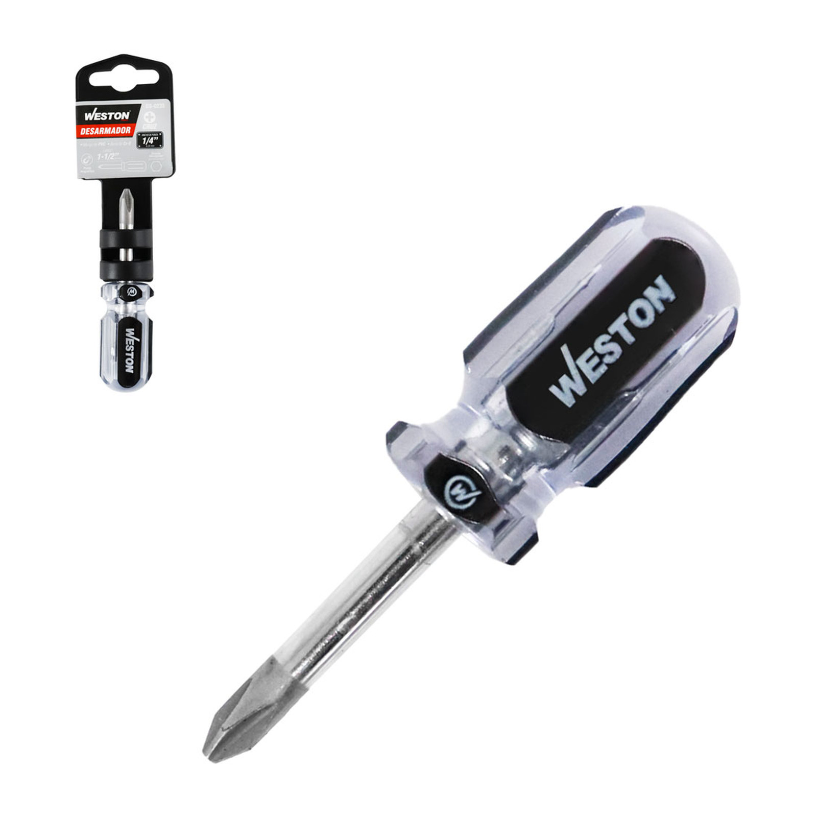 Desarmador Tipo Trompo Phillips 1/4" x 1-1/2" Mango PVC WESTON (ASME B107.600)