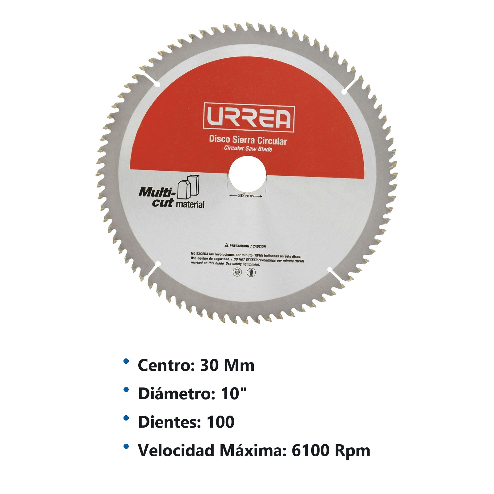 Disco para sierra circular para corte multi-material 100 dientes, 10" Urrea - Imagen 2