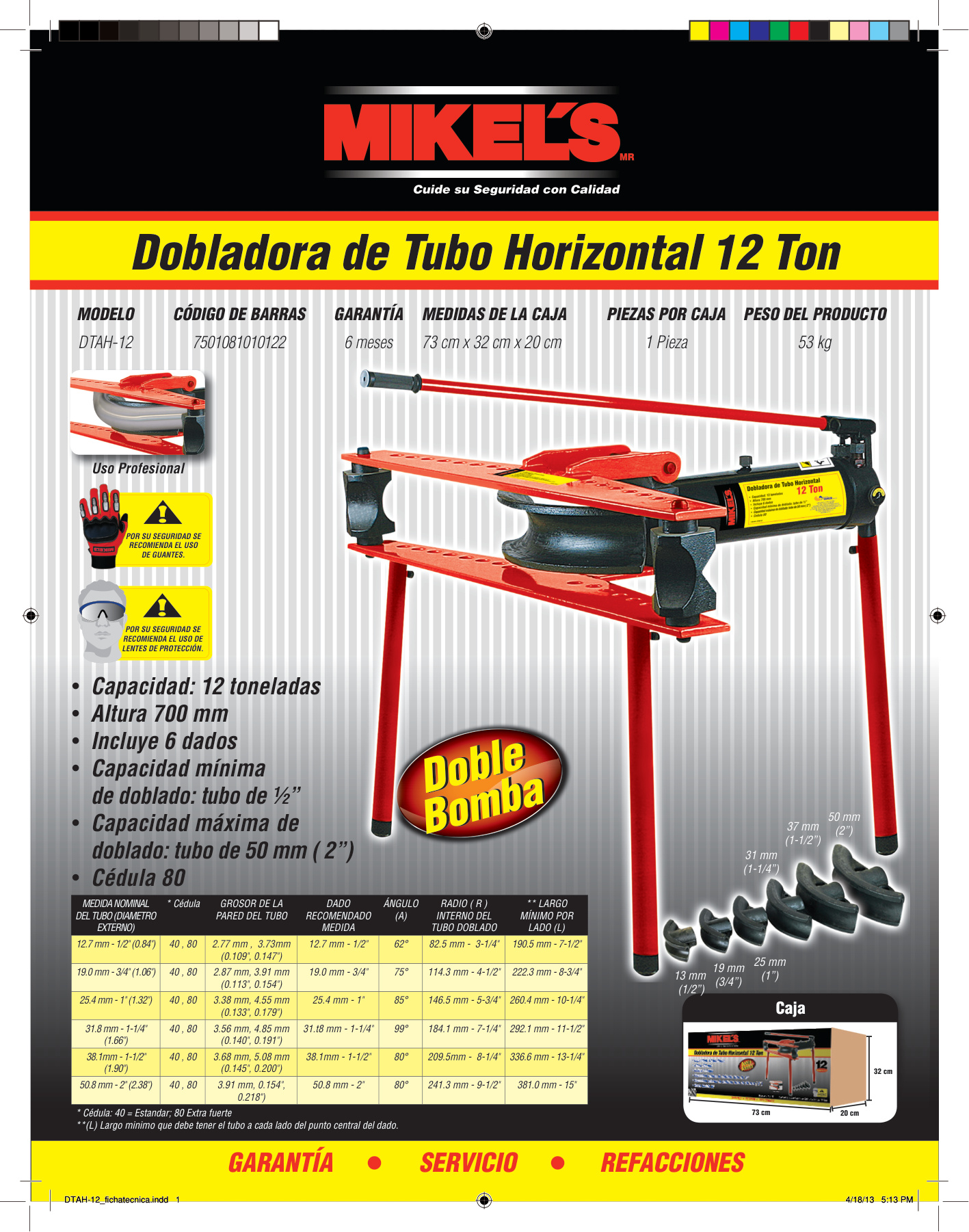 MIKELS DTAH-12 Dobladora para tubo horizontal hidráulica (12 ton) - Imagen 4