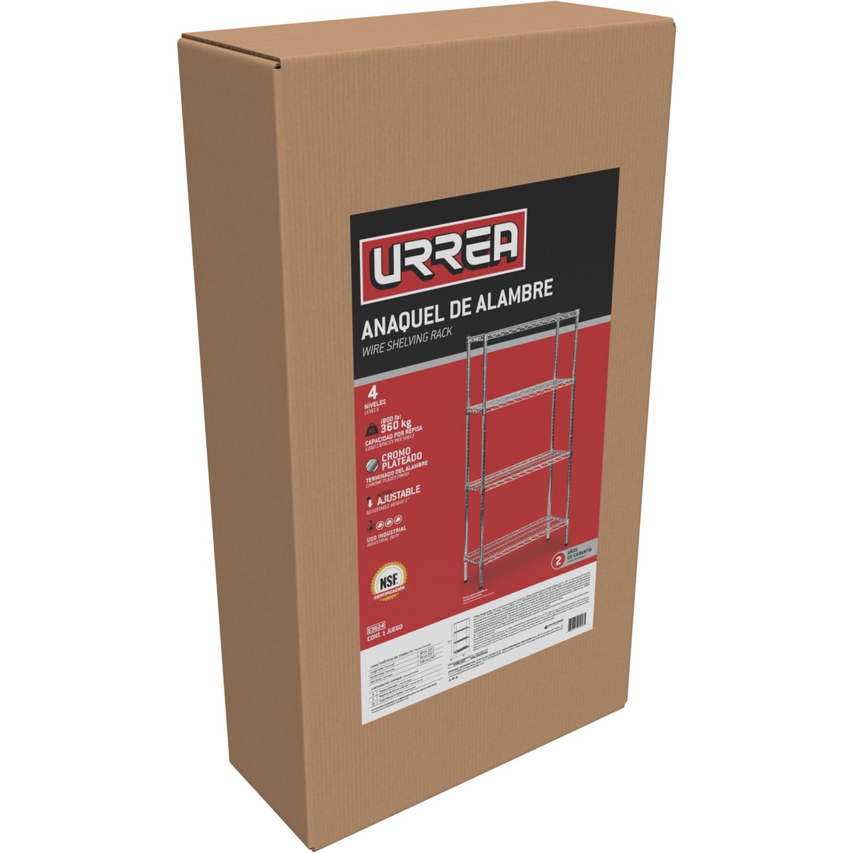 Anaquel de alambre 36" x 24" 4 niveles Urrea - Imagen 2