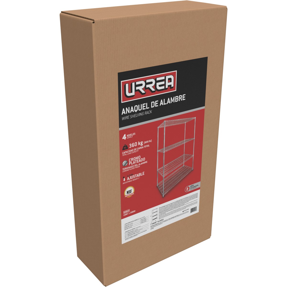 Anaquel de alambre 48" x 24" 4 niveles Urrea - Imagen 2