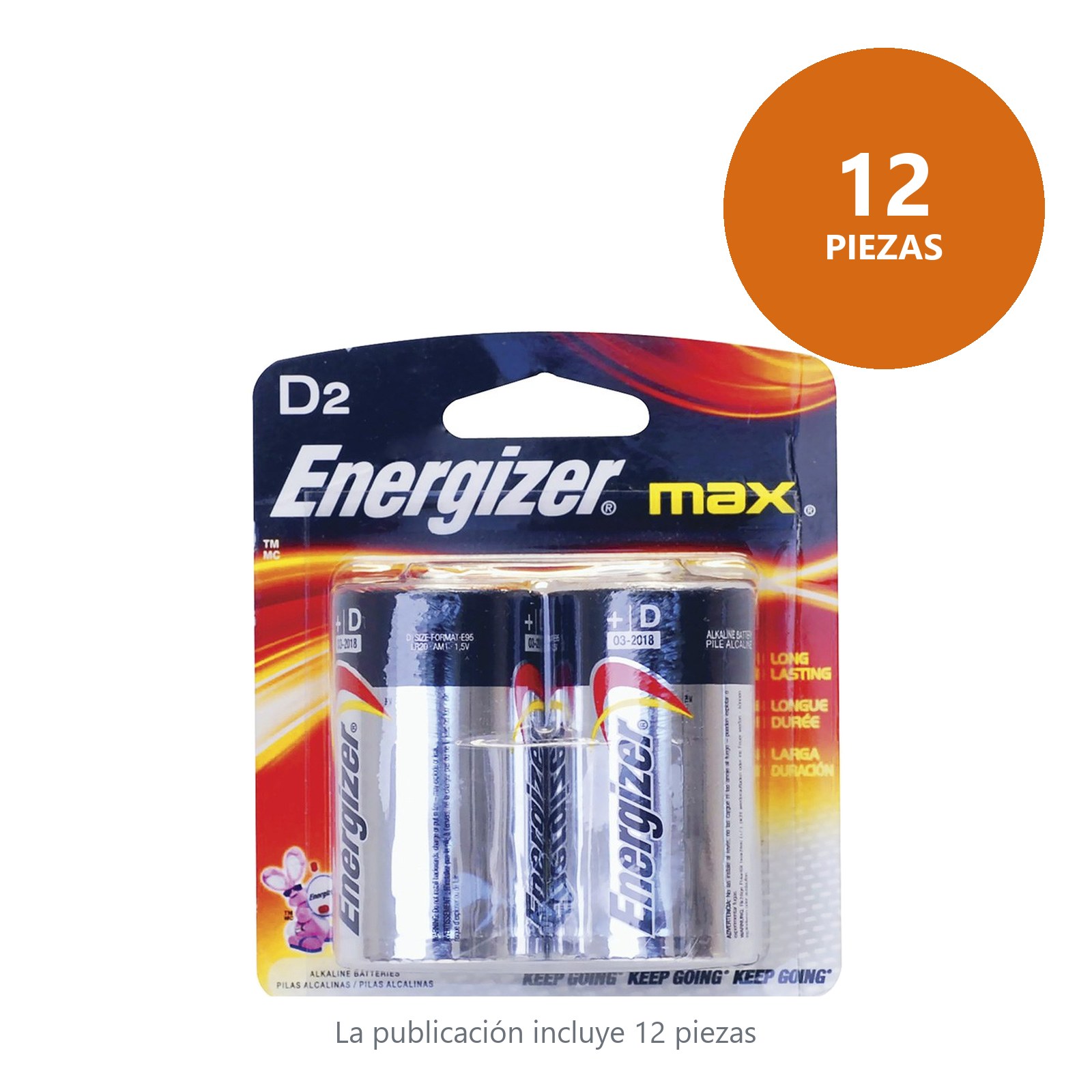 Pila alcalina Energizer® "D", 2 piezas Surtek - Imagen 2