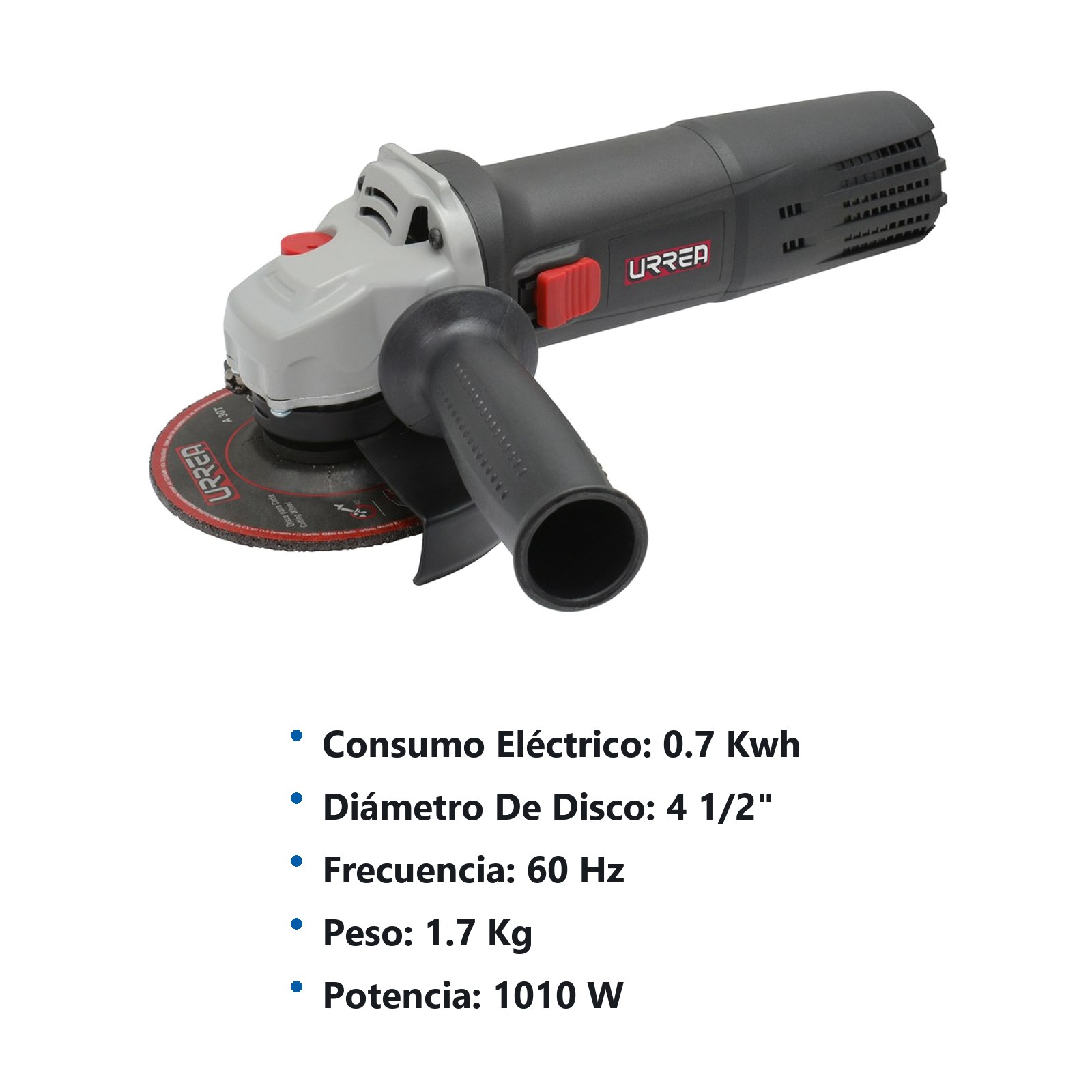 Mini esmeriladora angular 4-1/2" 1010 W 120 V, 10000 RPM Urrea - Imagen 2
