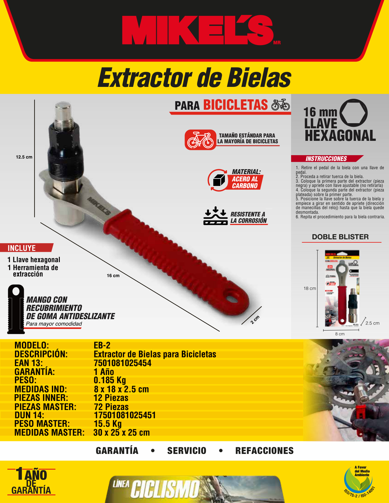 MIKELS EB-2 Extractor de bielas para bicicleta - Imagen 4