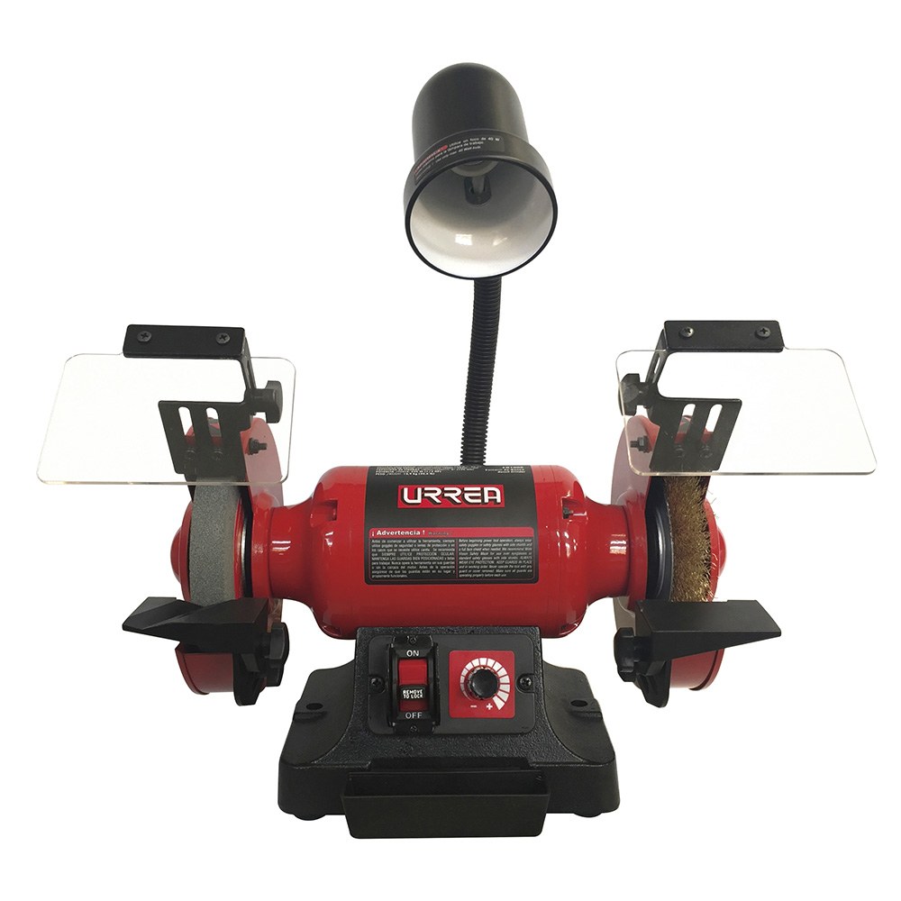 Esmeril de banco con base de acero 6" 1/3 HP 250 W 120 V, 3400 RPM Urrea