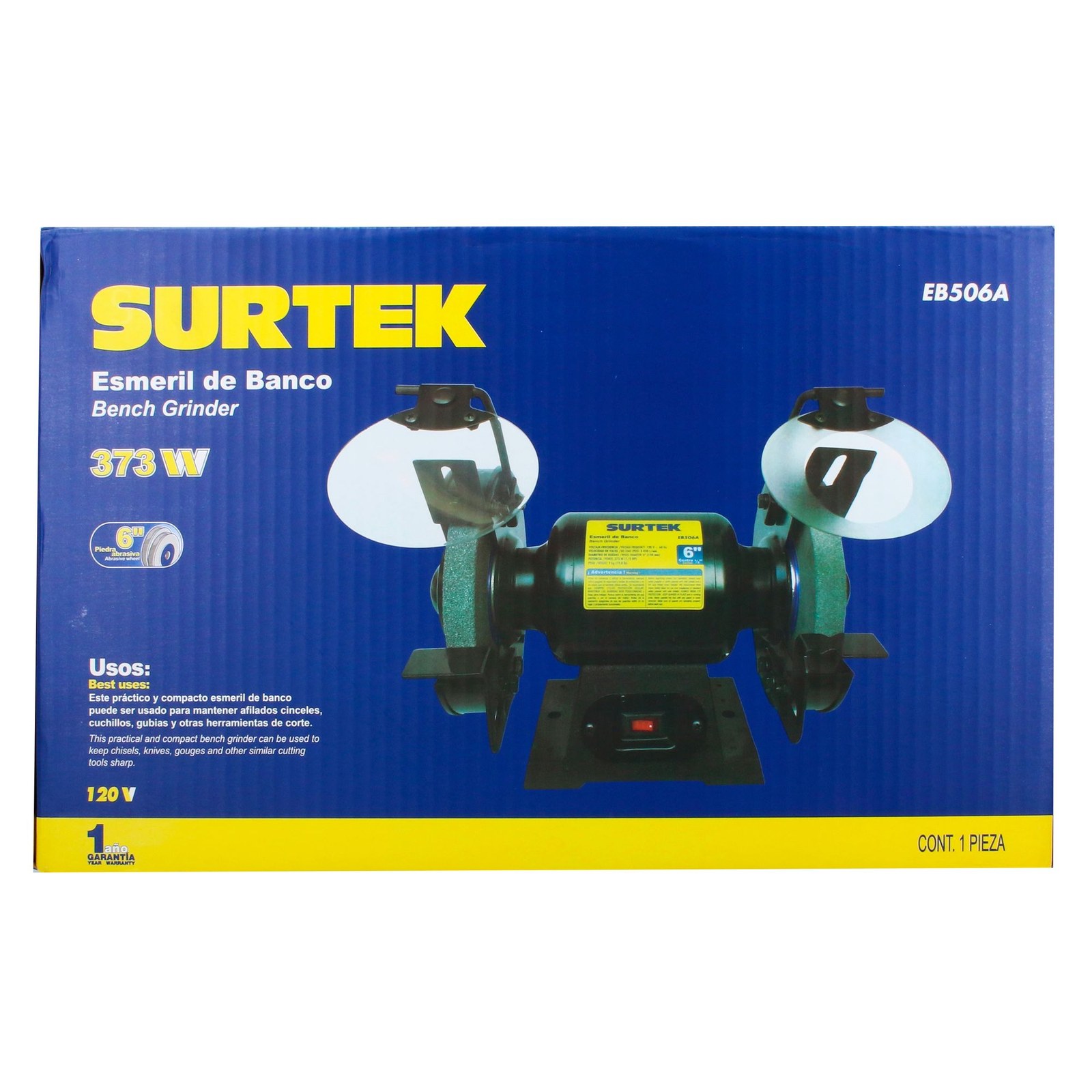Esmeril de banco motor silencioso de inducción 6" 1/2 HP 343 W 120 V, 3450 RPM Surtek - Imagen 4