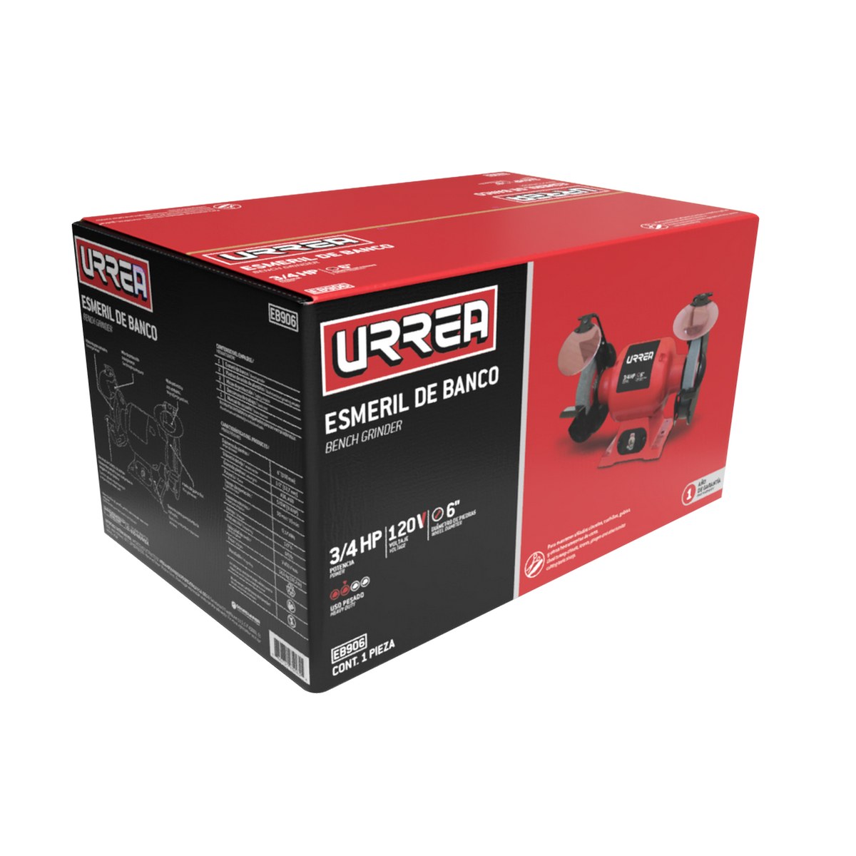 Esmeril de banco 6" 3/4 HP 570 W 127 V, 3450 RPM Urrea - Imagen 4