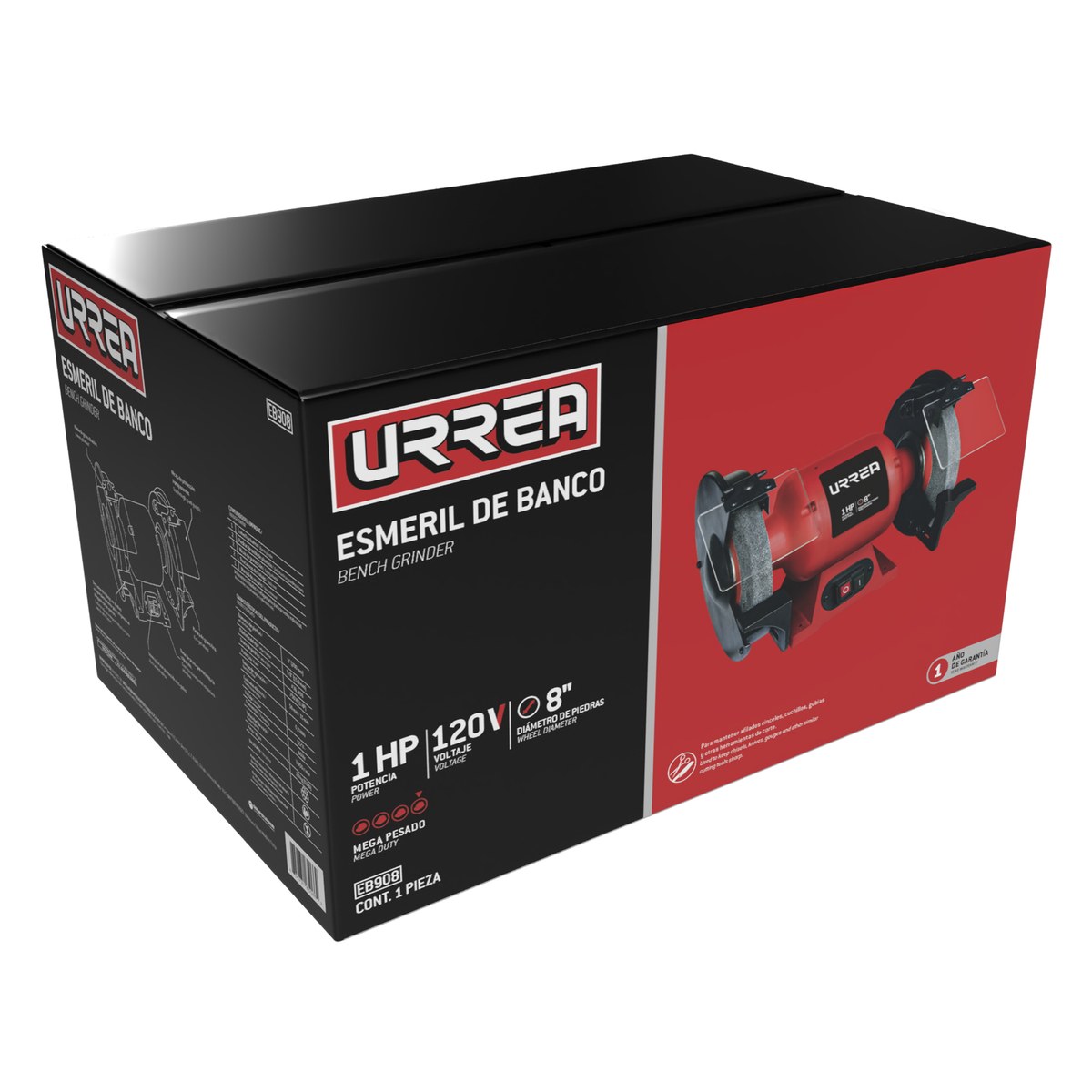 Esmeril de banco 8" 1 HP 750 W 127 V, 3450 RPM Urrea - Imagen 4