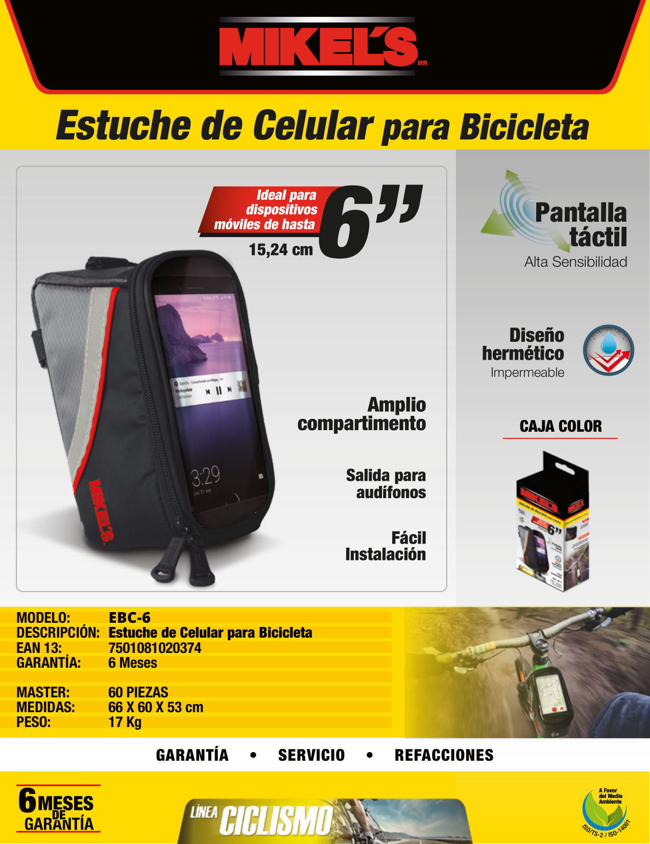 MIKELS EBC-6 Estuche de celular para bicicleta - Imagen 4