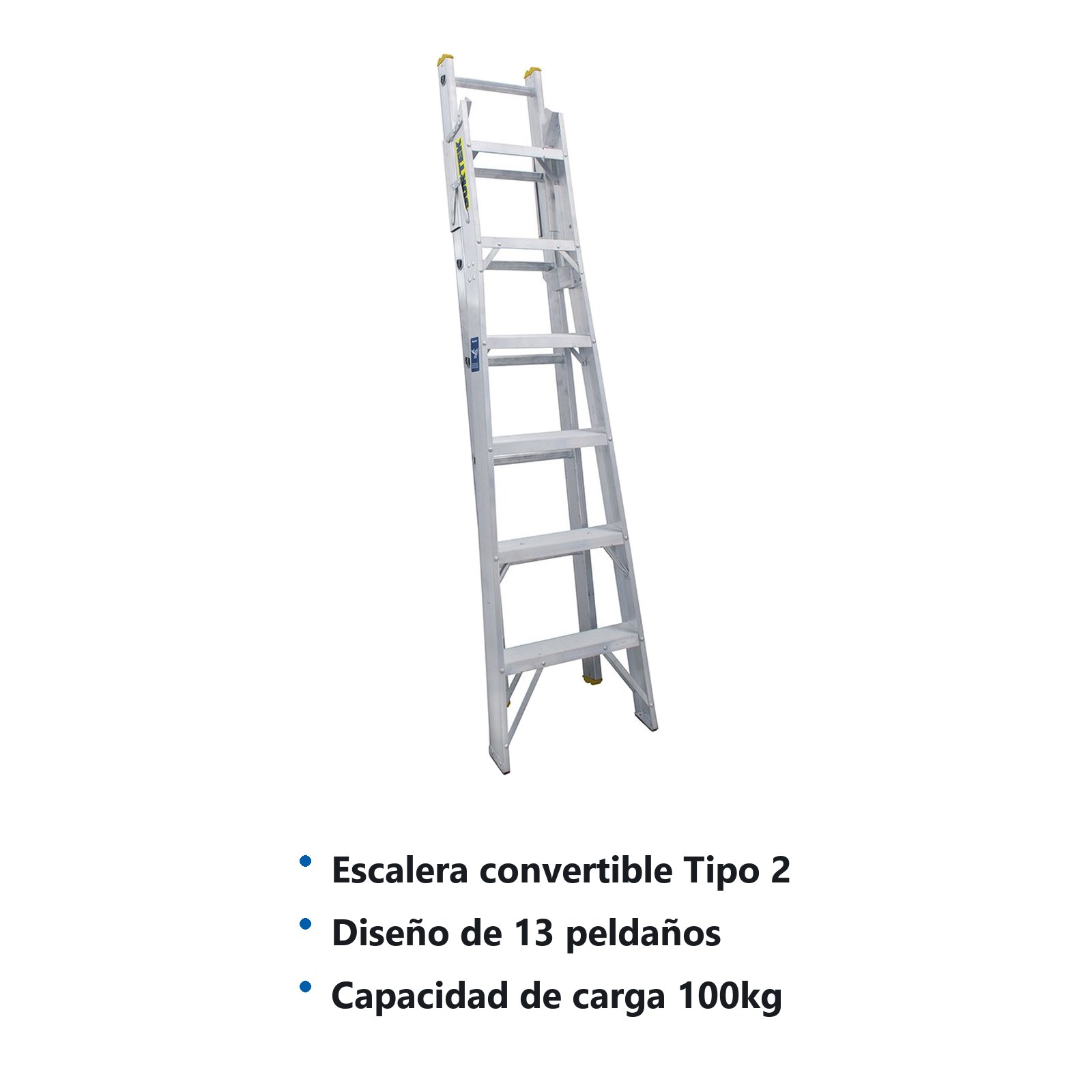 Escalera convertible tipo II de aluminio con 13 peldaños Surtek - Imagen 2