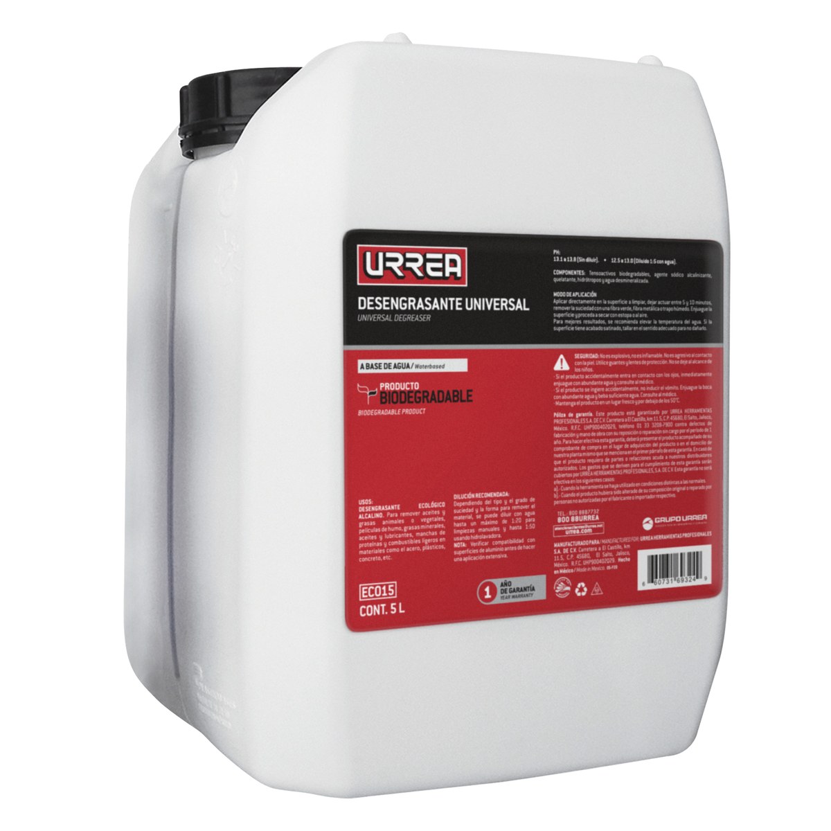 Desengrasante a base de agua 5 Lt Urrea - Imagen 2