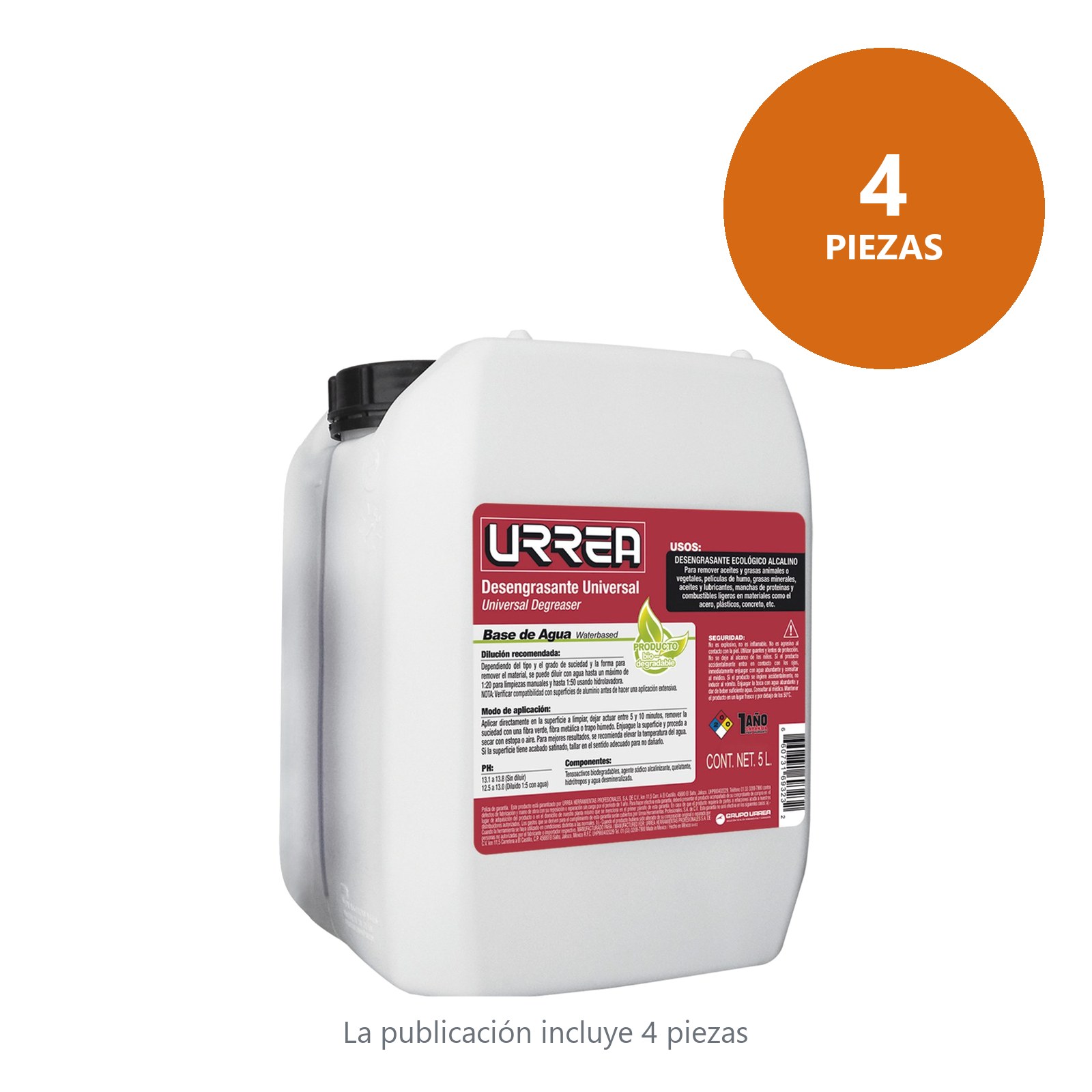 Desengrasante a base de agua 5 Lt Urrea - Imagen 3