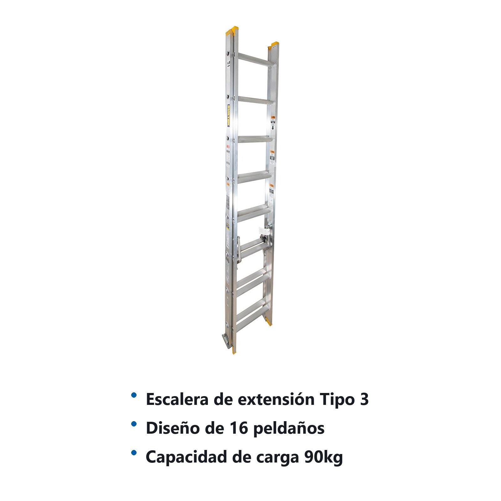 Escalera de extensión tipo III de aluminio con 16 peldaños Surtek - Imagen 2