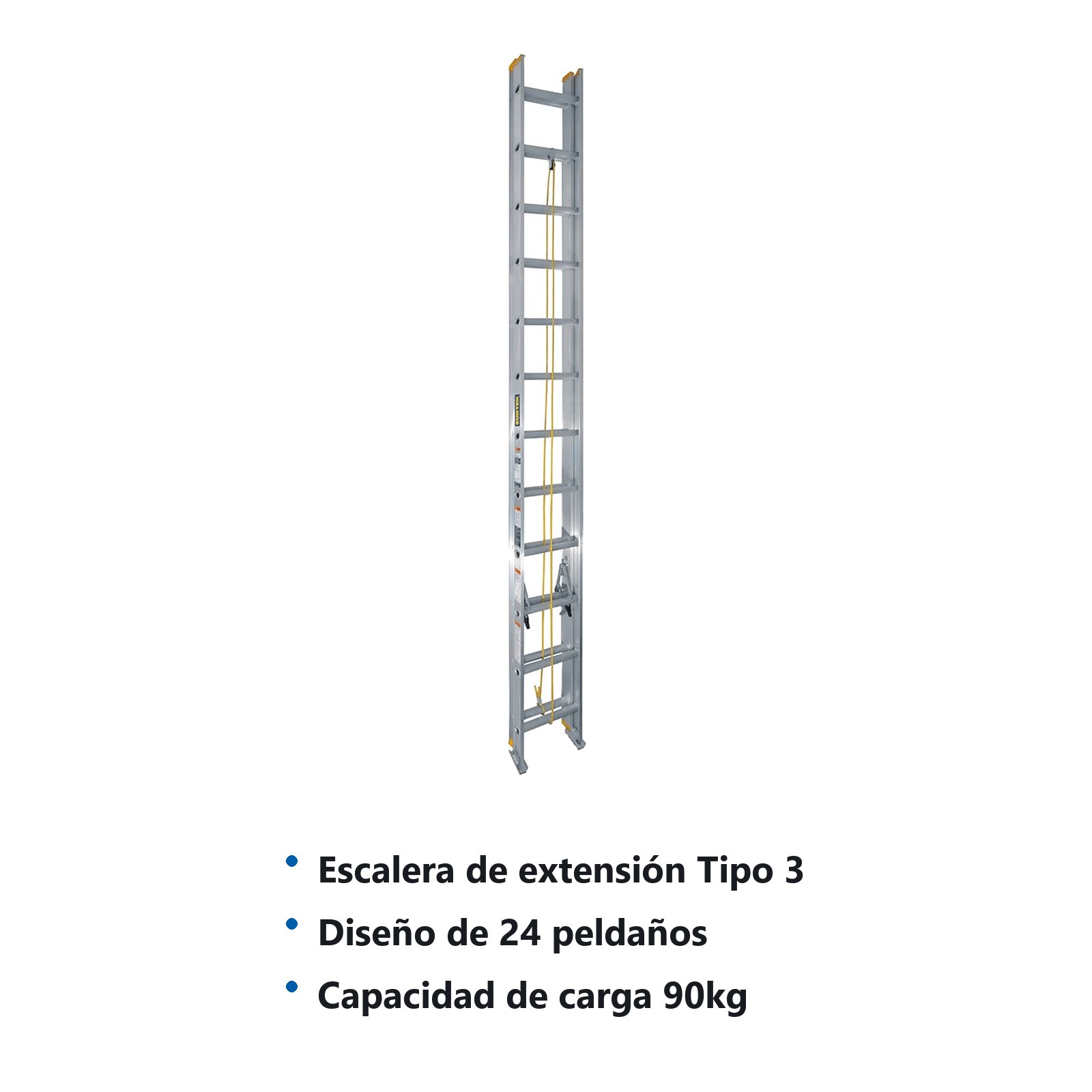 Escalera de extensión tipo III de aluminio con 24 peldaños Surtek - Imagen 2
