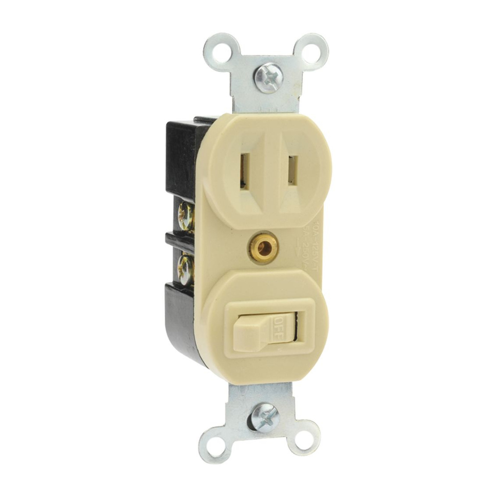 Apagador con Contacto Polarizado Marfil 15A 127V Argos