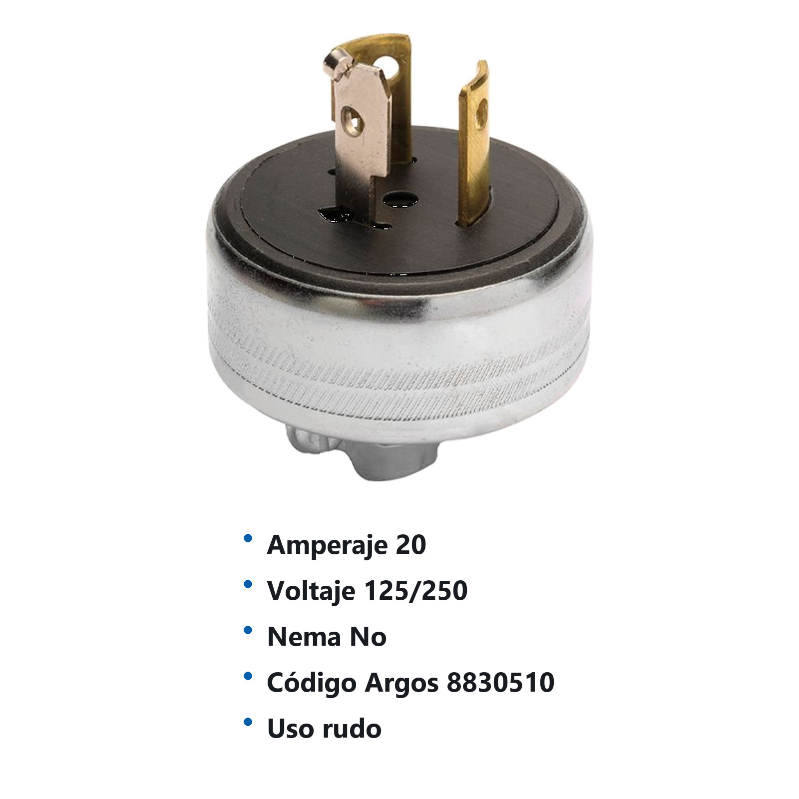 CLAVIJA MEDIA VUELTA 3 POLOS 3 HILOS 20A 125V/250V 8830510 - Imagen 2