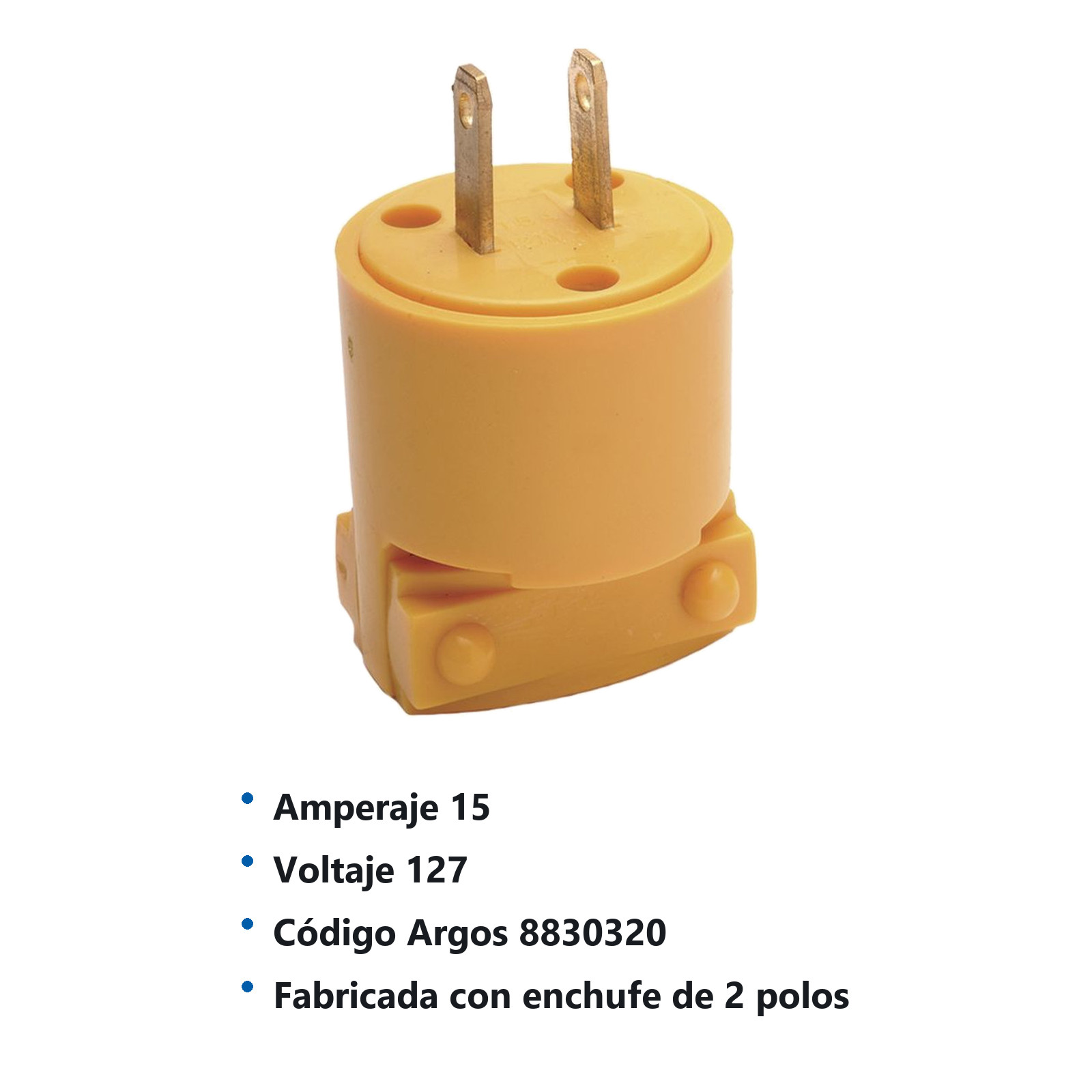 CLAVIJA PLÁSTICA POLARIZADA CON ABRAZADERA 15A 127V 8830320 - Imagen 2