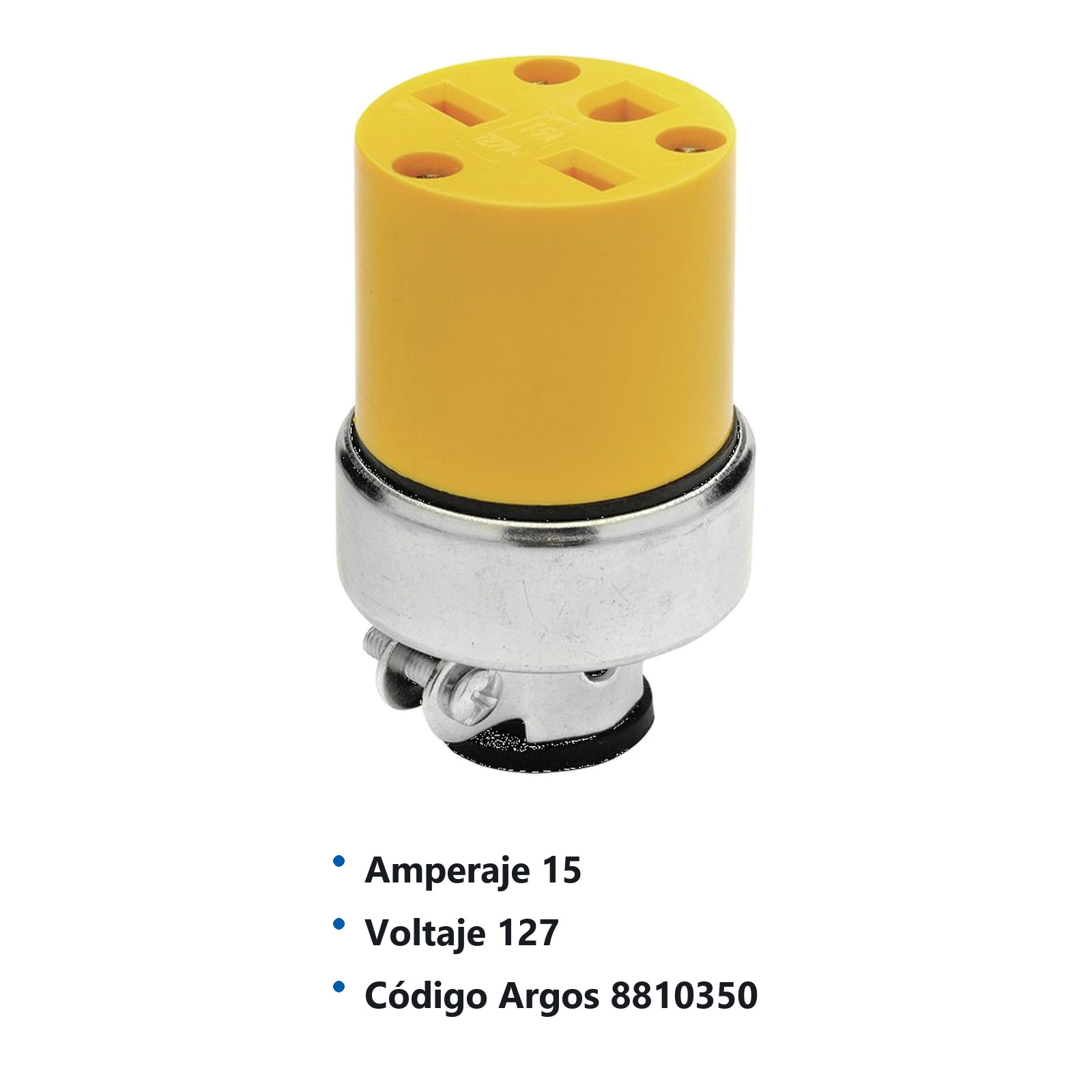 CONTACTO BLINDADO ATERRIZADO CARA DE CHINO CON ABRAZADERA 15A 127V 8810350 - Imagen 2