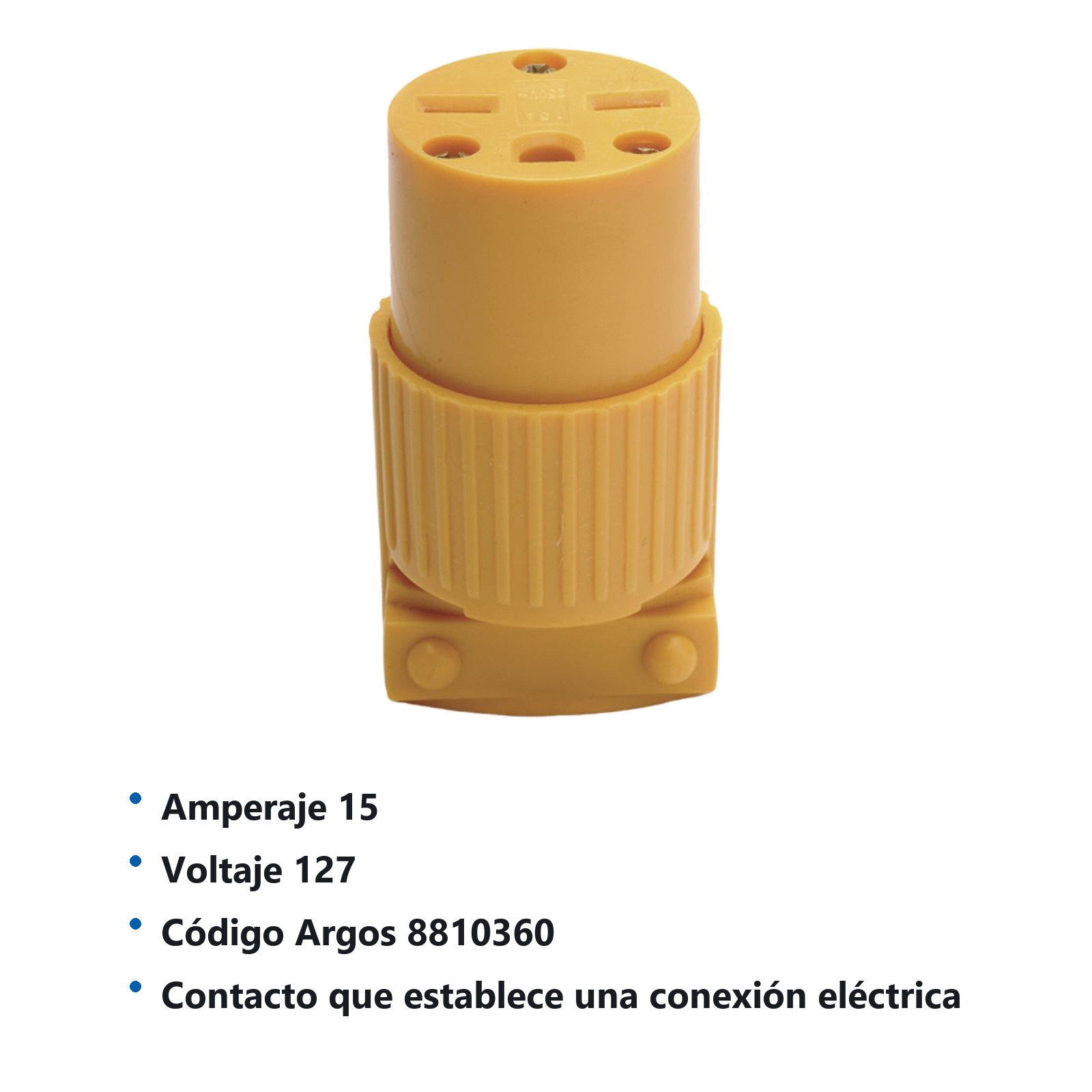 CONTACTO PLASTICO ATERRIZADO CARA DE CHINO CON ABRAZADERA 15A 127V 8810360 - Imagen 2