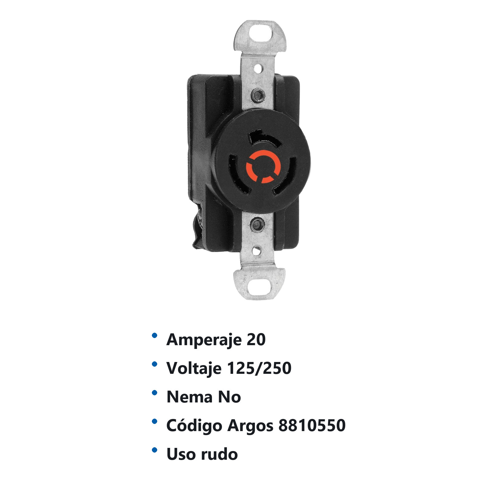RECEPTÁCULO MEDIA VUELTA 3 POLOS 3 HILOS 20A 125V/250V 8810550 - Imagen 2