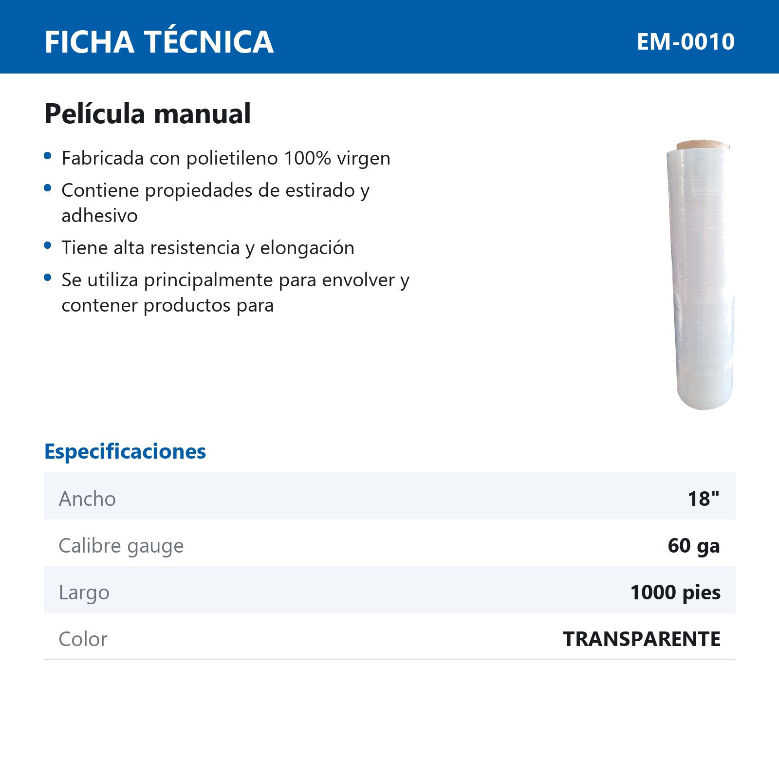 PELICULA MANUAL DE 18" X 60 X 1000 - Imagen 2