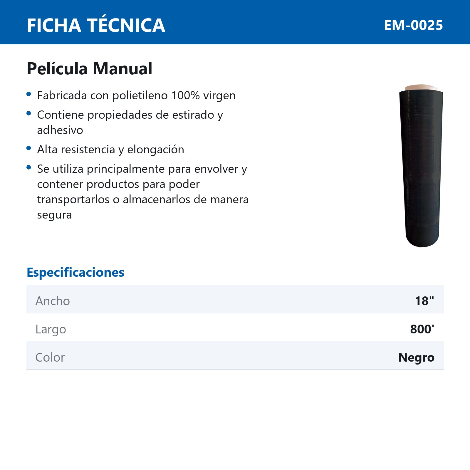 PELICULAS DE COLOR NEGRO  DE 18" X 60 X 800 - Imagen 2