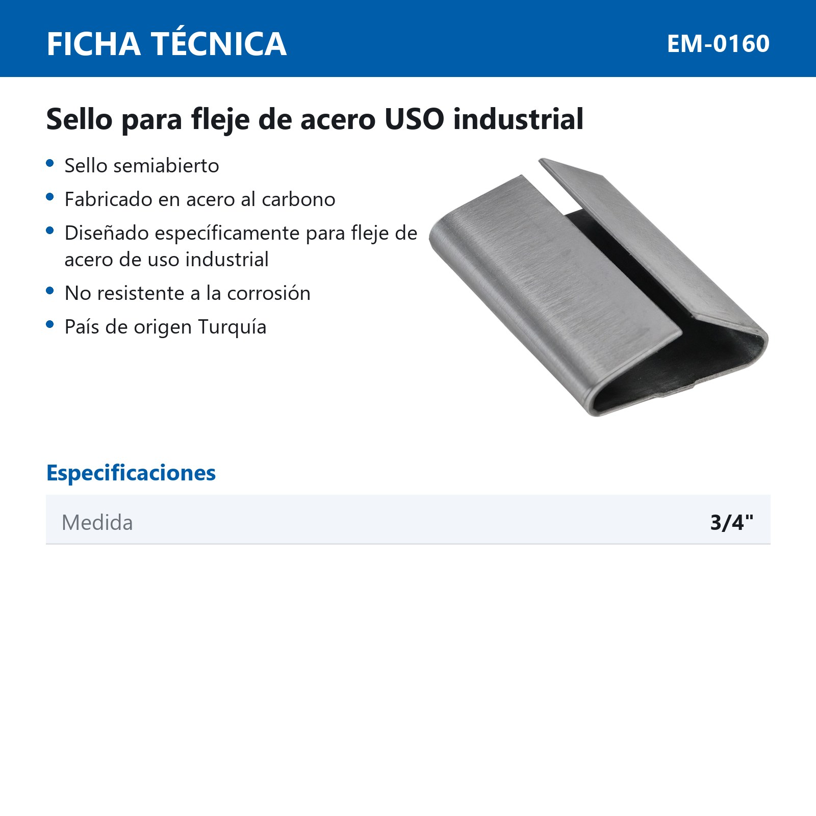 SELLO P/FLEJE DE ACERO INDUSTRIAL 3/4" (Precio x caja C/5000 piezas) - Imagen 3