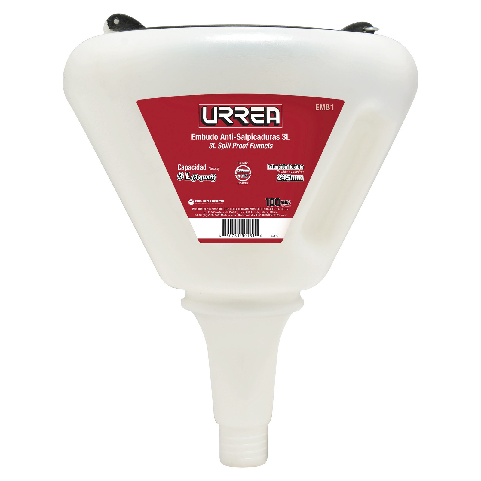 Embudo anti-salpicaduras de polipropileno 3 Lt Urrea