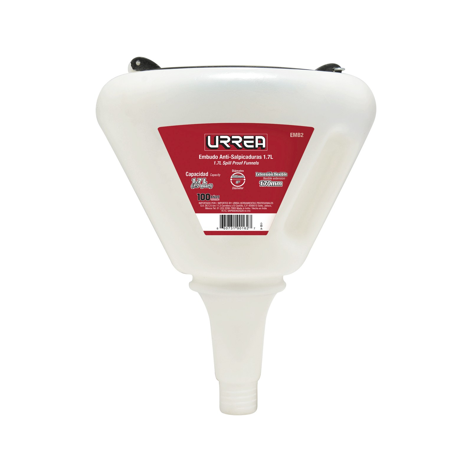 Embudo anti-salpicaduras de polipropileno 1.7 Lt Urrea